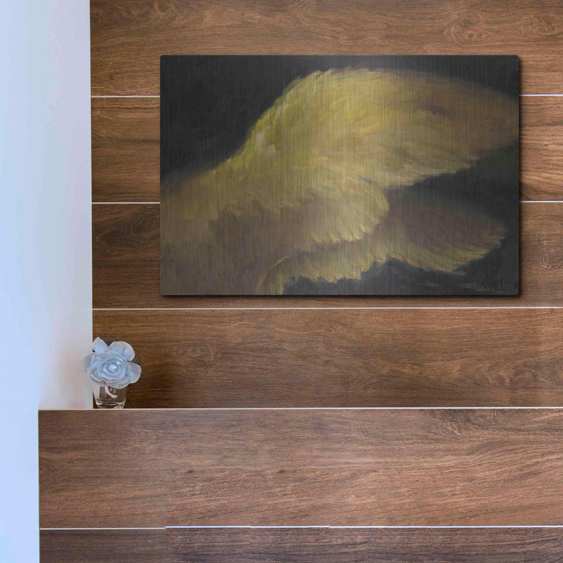 Luxe Metal Art 'Golden Wings 1' by Allayn Stevens, Metal Wall Art,16x12