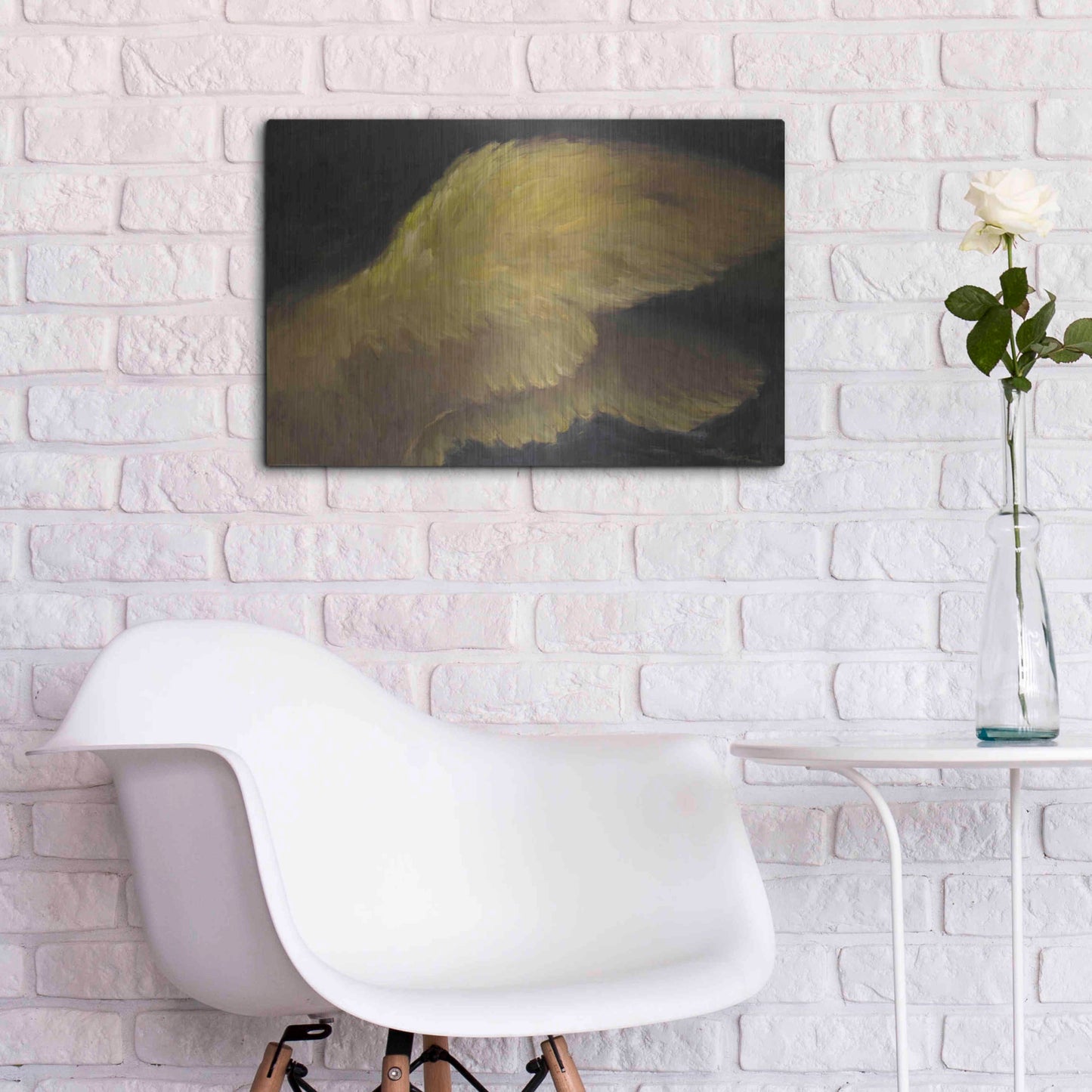 Luxe Metal Art 'Golden Wings 1' by Allayn Stevens, Metal Wall Art,24x16