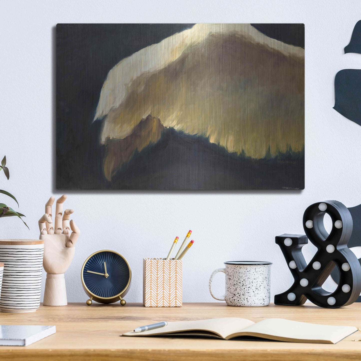Luxe Metal Art 'Golden Wings 2' by Allayn Stevens, Metal Wall Art,16x12