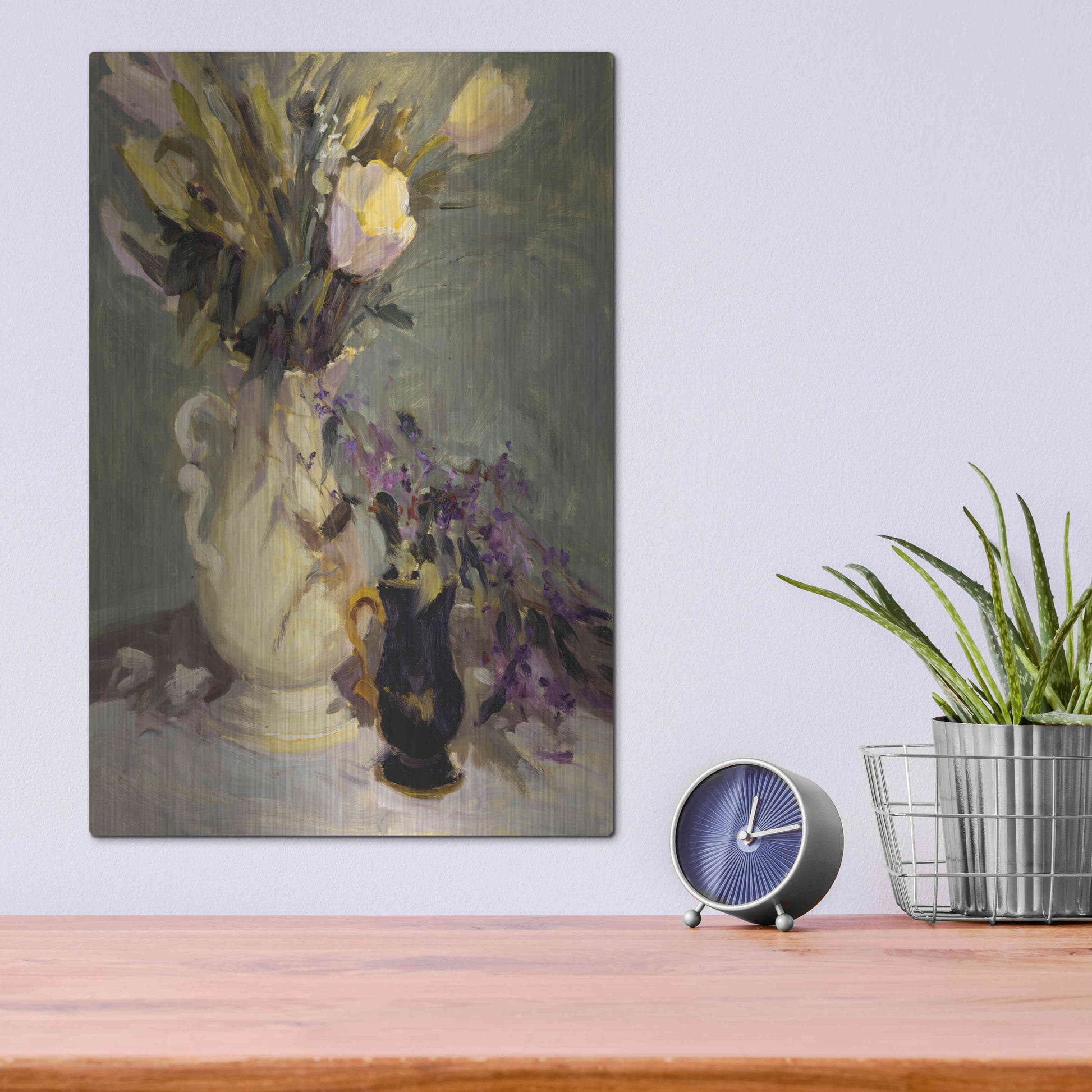 Luxe Metal Art 'Tulips And Lavender' by Allayn Stevens, Metal Wall Art,12x16