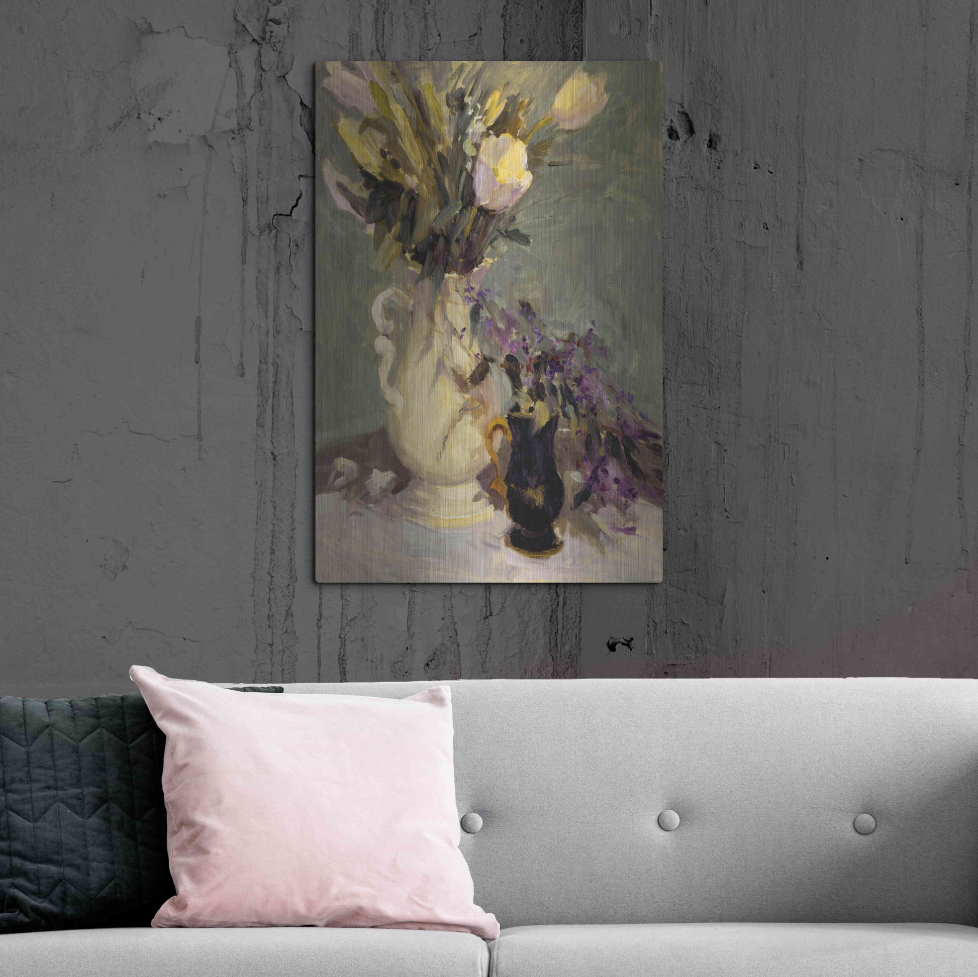 Luxe Metal Art 'Tulips And Lavender' by Allayn Stevens, Metal Wall Art,24x36