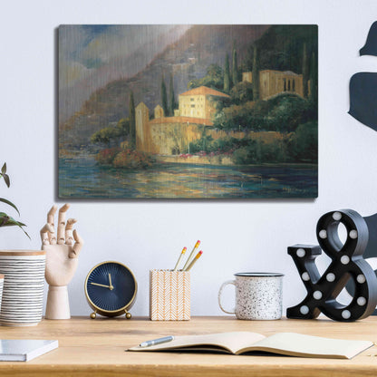 Luxe Metal Art 'Lake Villa' by Allayn Stevens, Metal Wall Art,16x12