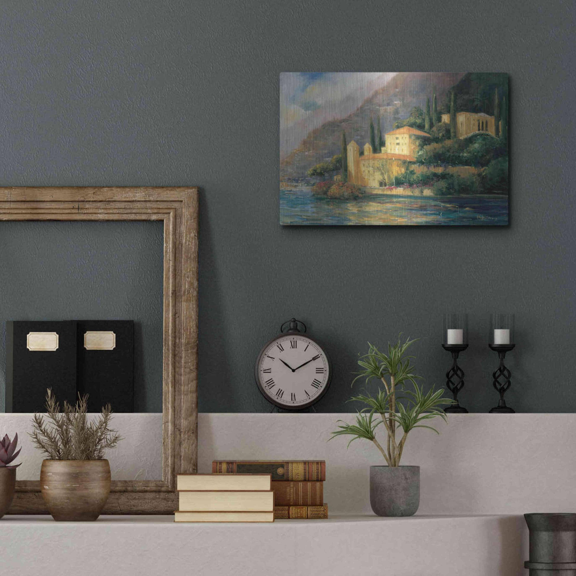 Luxe Metal Art 'Lake Villa' by Allayn Stevens, Metal Wall Art,16x12