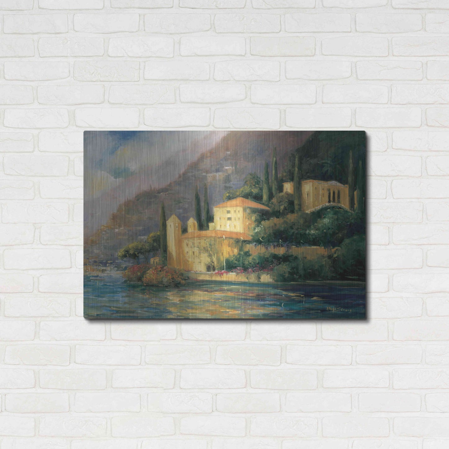 Luxe Metal Art 'Lake Villa' by Allayn Stevens, Metal Wall Art,36x24