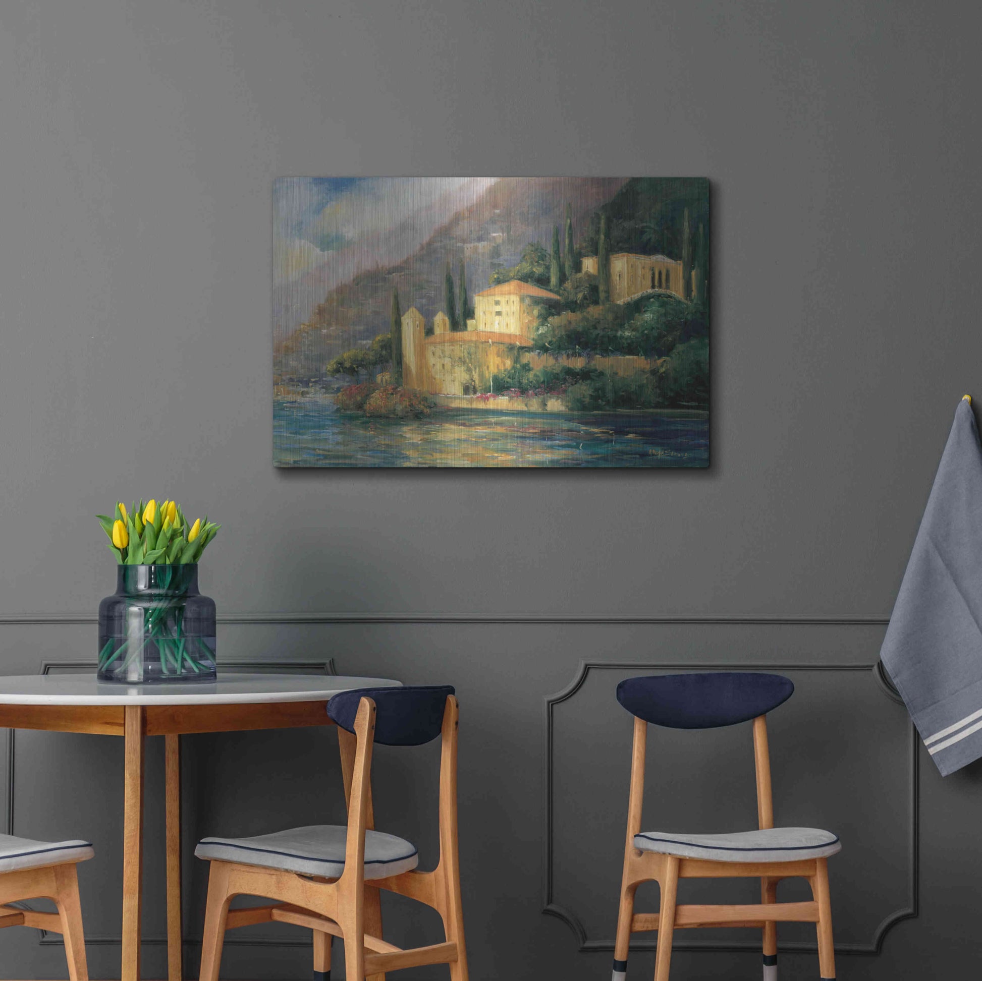 Luxe Metal Art 'Lake Villa' by Allayn Stevens, Metal Wall Art,36x24