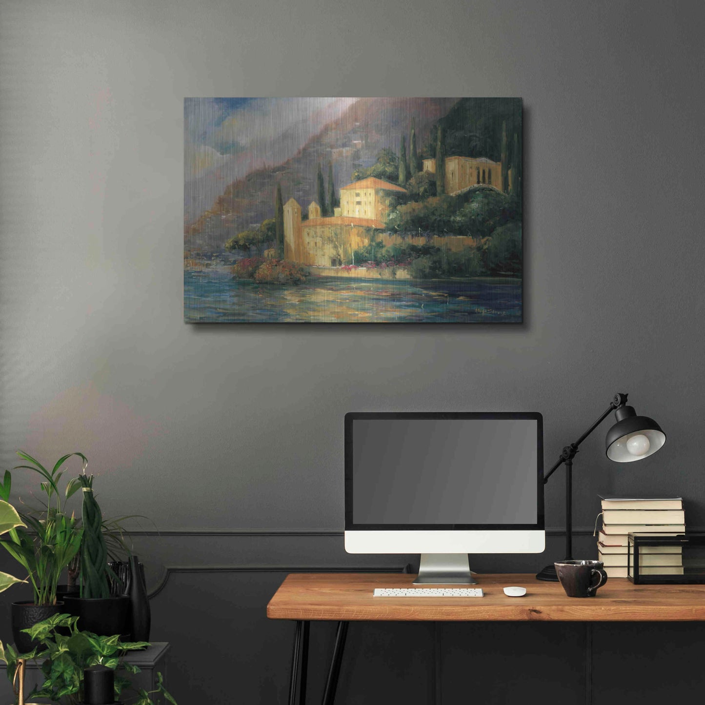 Luxe Metal Art 'Lake Villa' by Allayn Stevens, Metal Wall Art,36x24