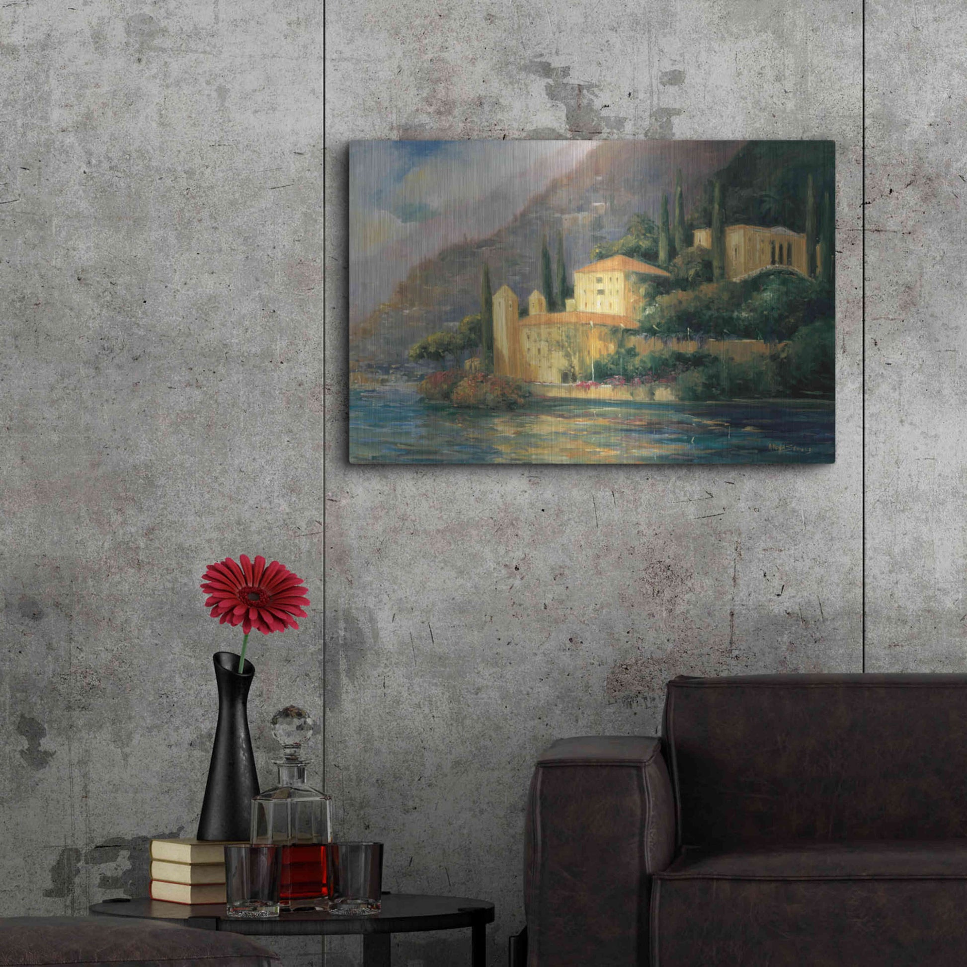 Luxe Metal Art 'Lake Villa' by Allayn Stevens, Metal Wall Art,36x24