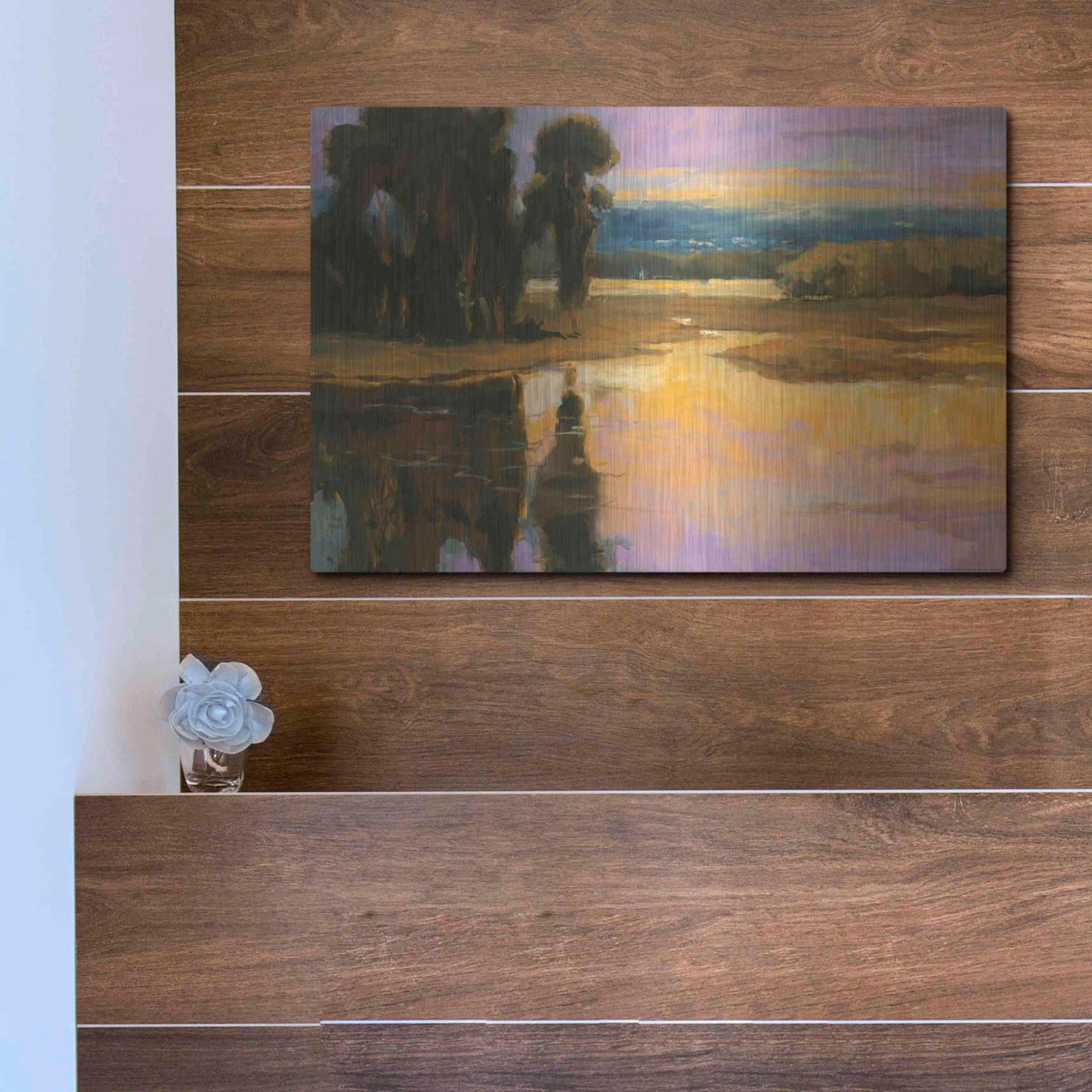 Luxe Metal Art 'Peaceful 1' by Allayn Stevens, Metal Wall Art,16x12