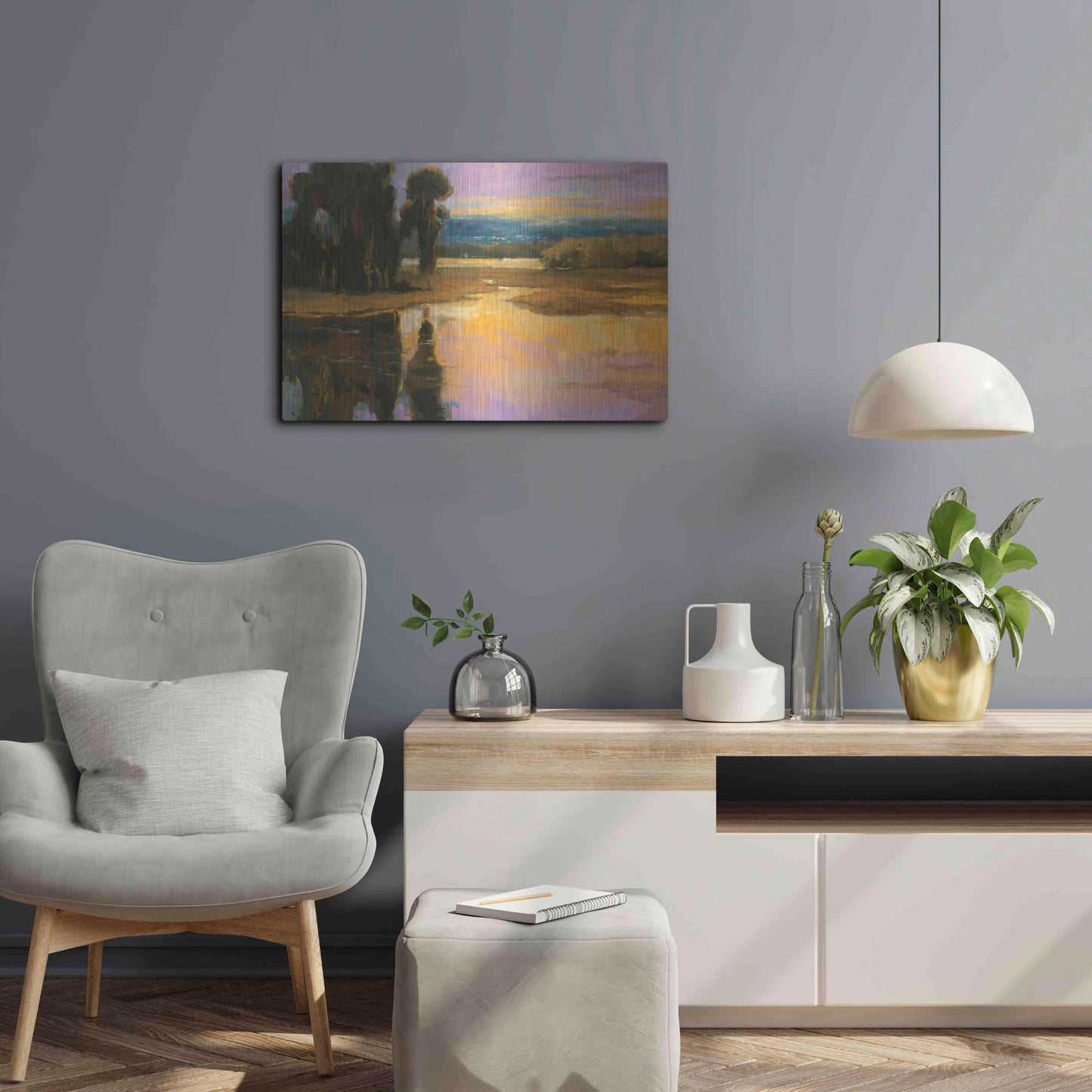 Luxe Metal Art 'Peaceful 1' by Allayn Stevens, Metal Wall Art,24x16