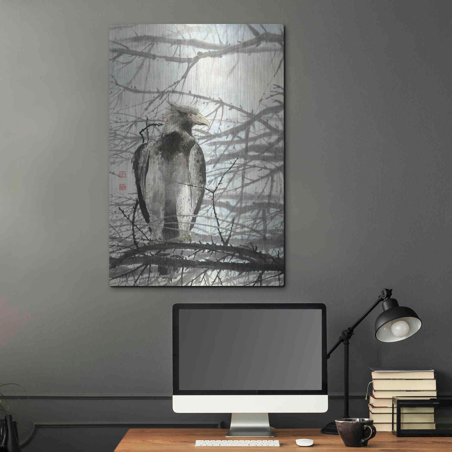 Luxe Metal Art 'Bird of Prey' by River Han, Metal Wall Art,24x36