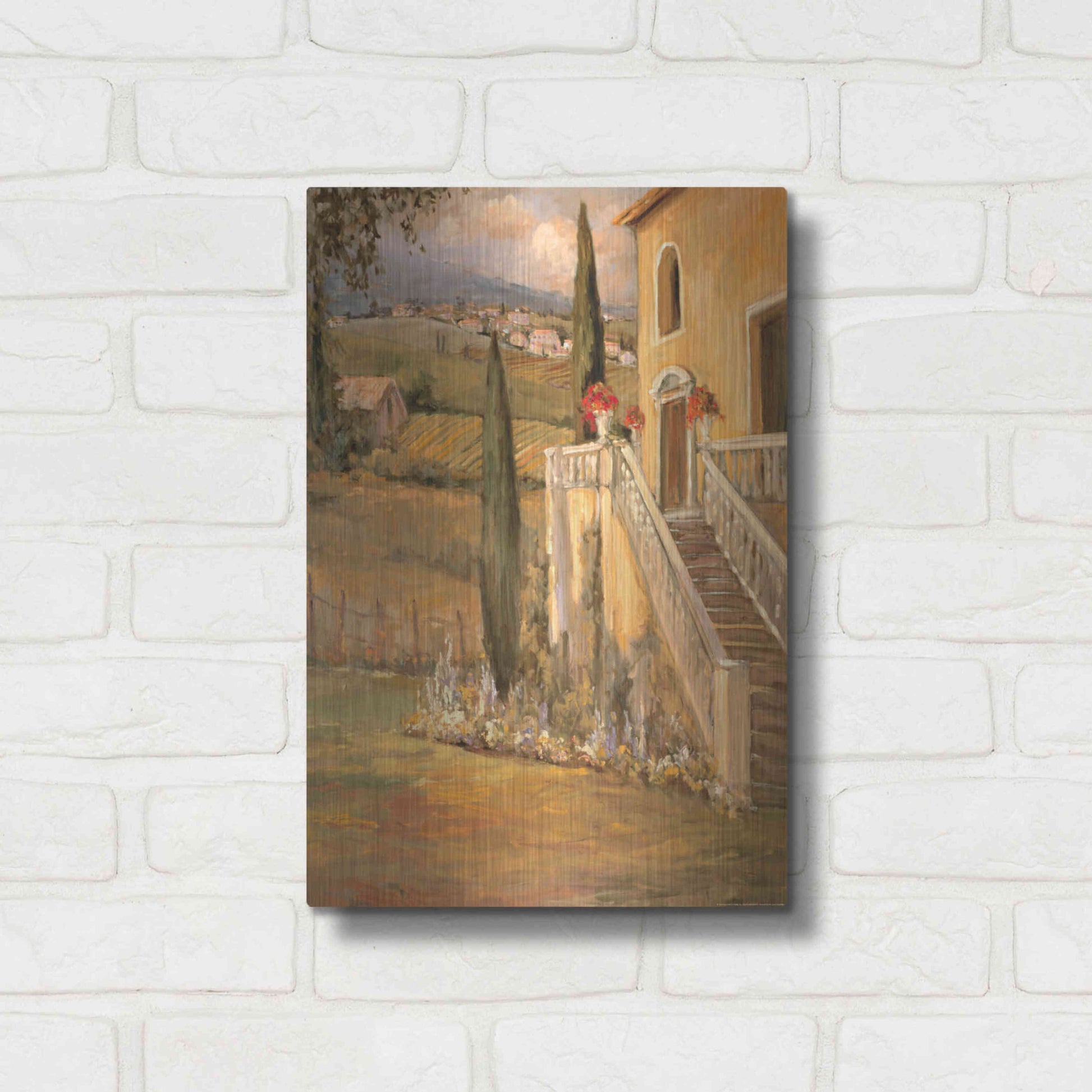 Luxe Metal Art 'Italian Villa 2' by Allayn Stevens, Metal Wall Art,12x16