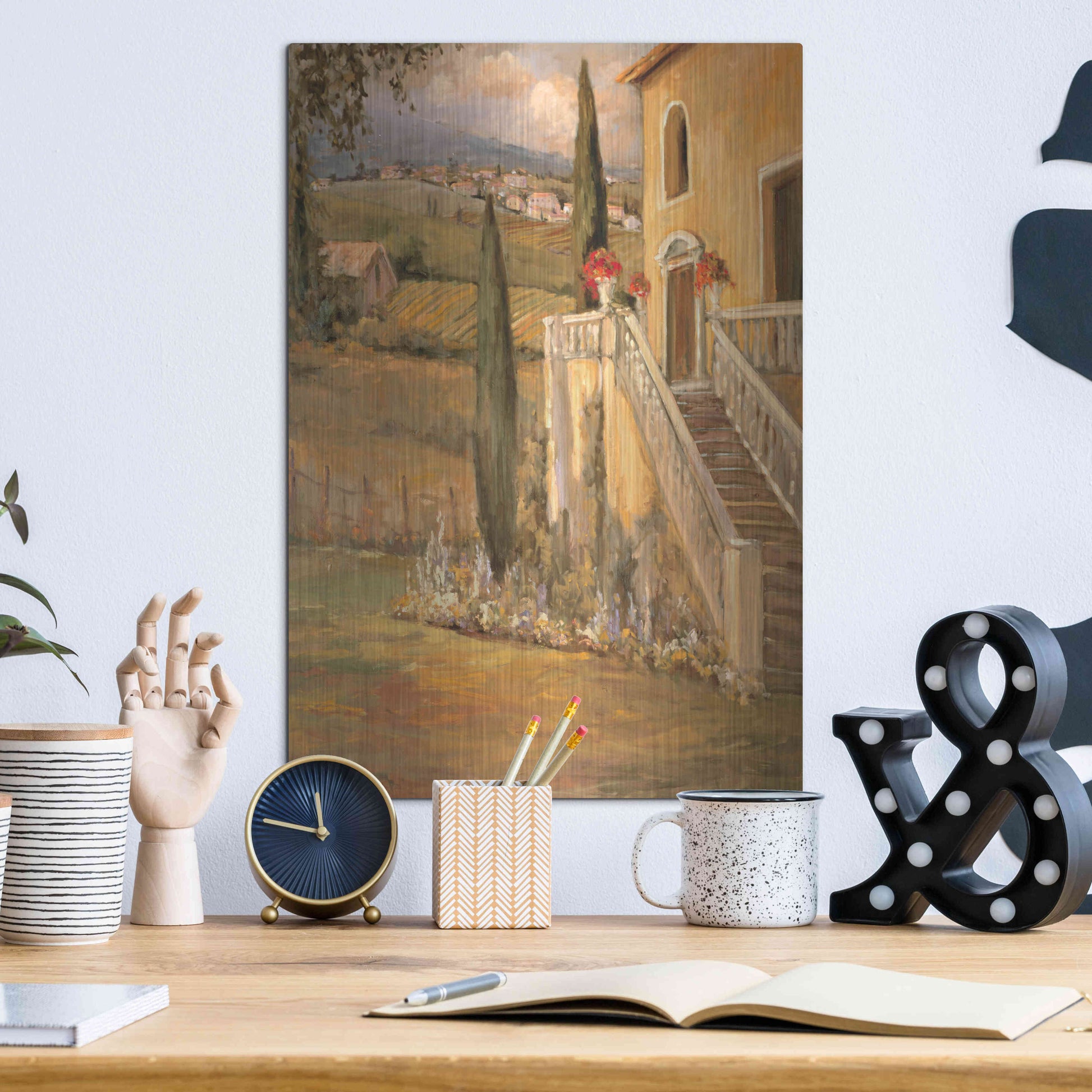 Luxe Metal Art 'Italian Villa 2' by Allayn Stevens, Metal Wall Art,12x16