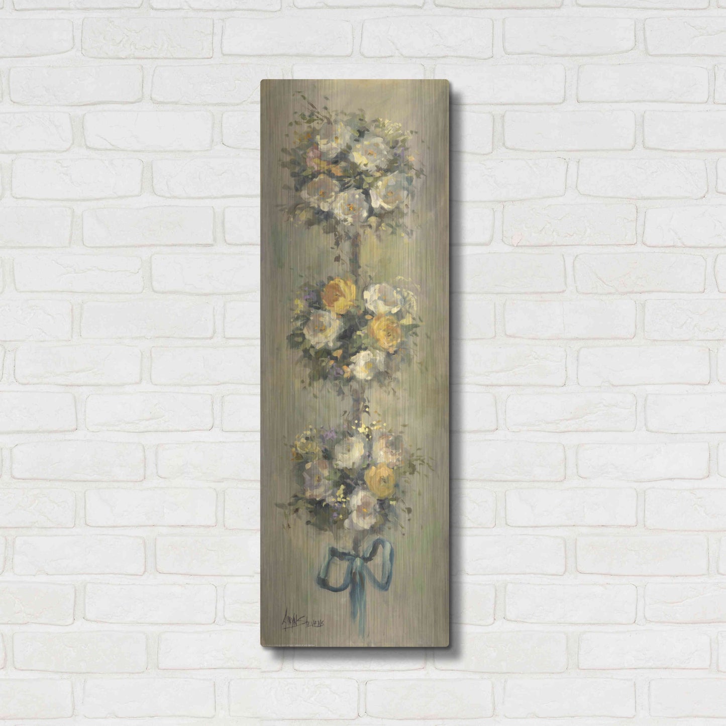 Luxe Metal Art 'Topiary Bouquet 1' by Allayn Stevens, Metal Wall Art,12x36