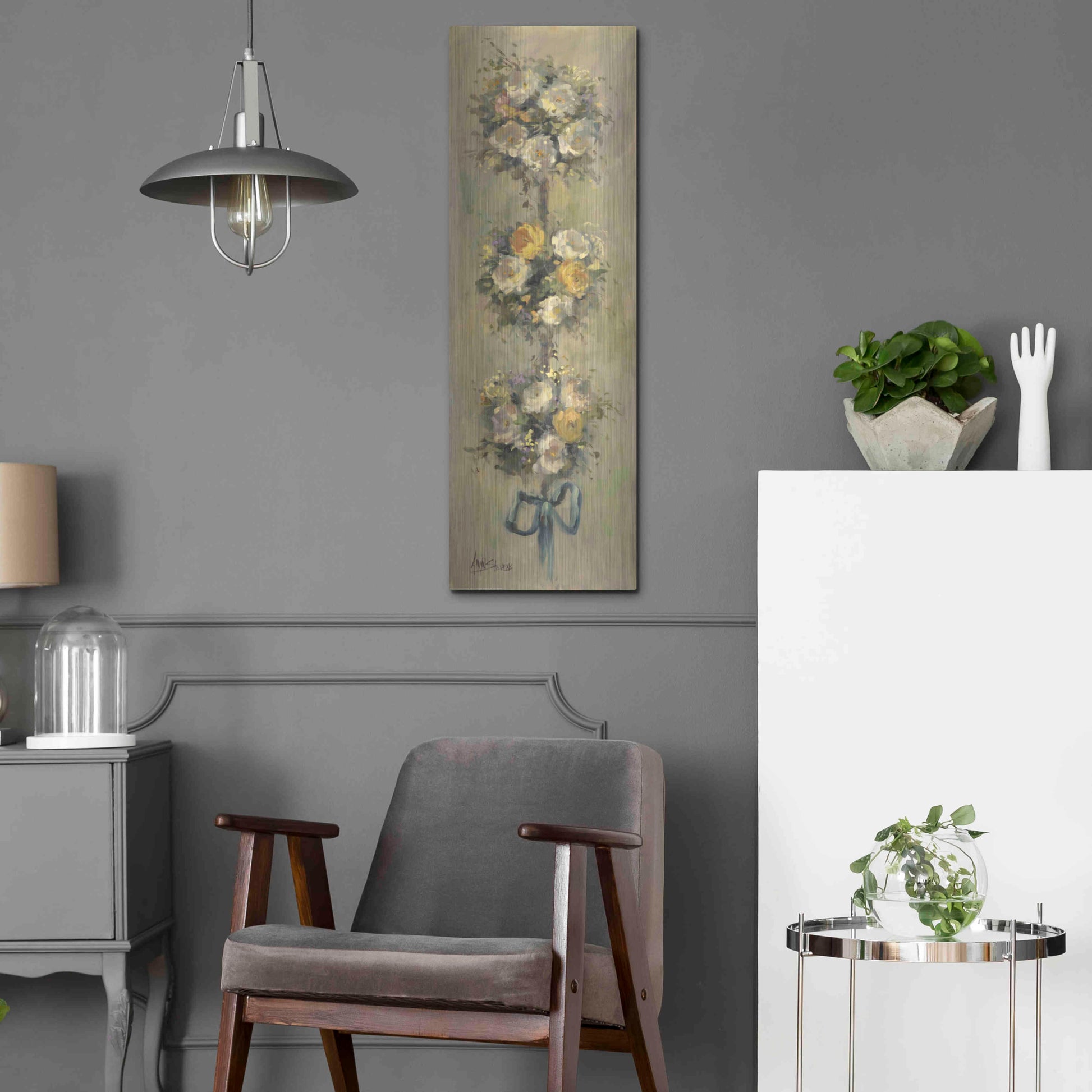Luxe Metal Art 'Topiary Bouquet 1' by Allayn Stevens, Metal Wall Art,12x36
