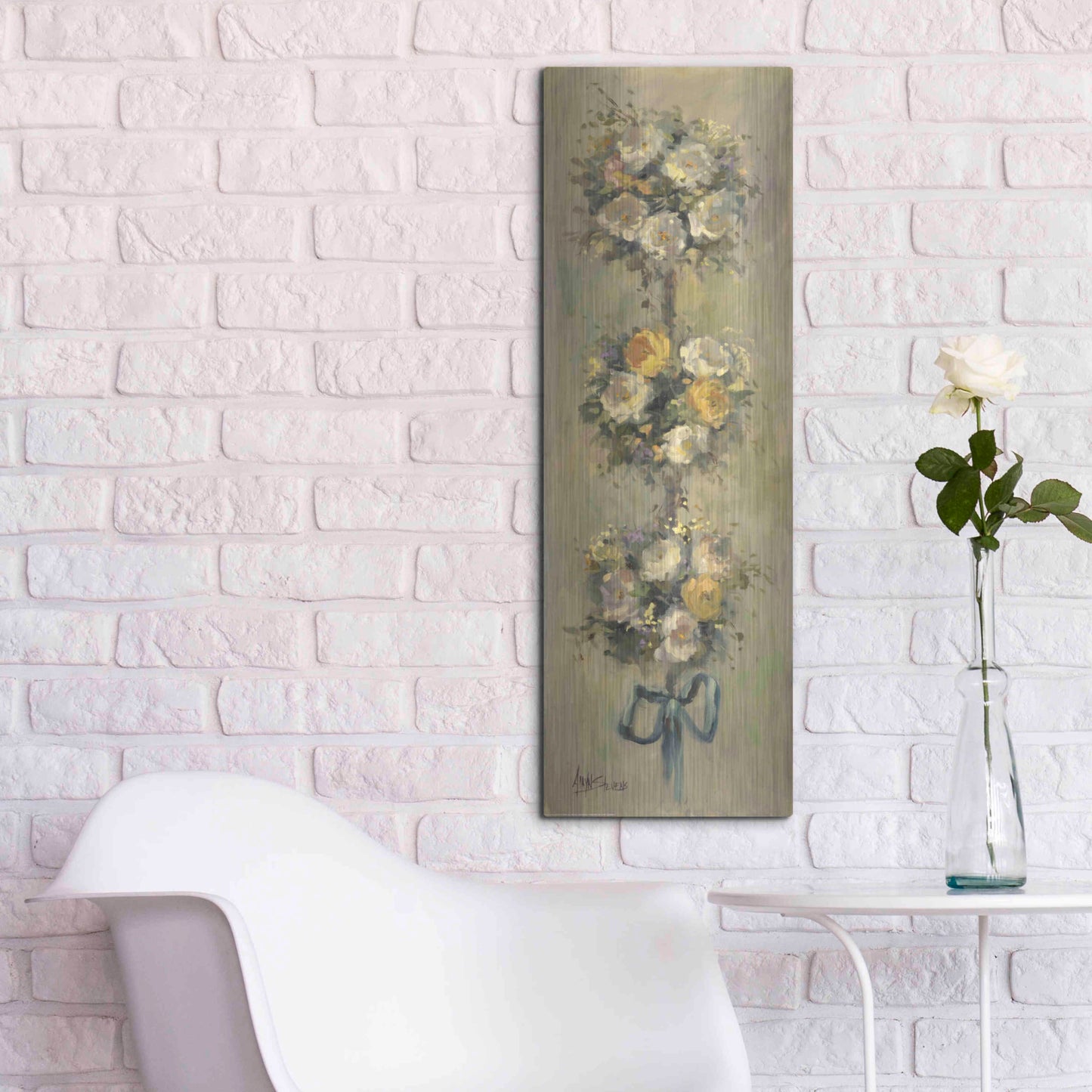 Luxe Metal Art 'Topiary Bouquet 1' by Allayn Stevens, Metal Wall Art,12x36