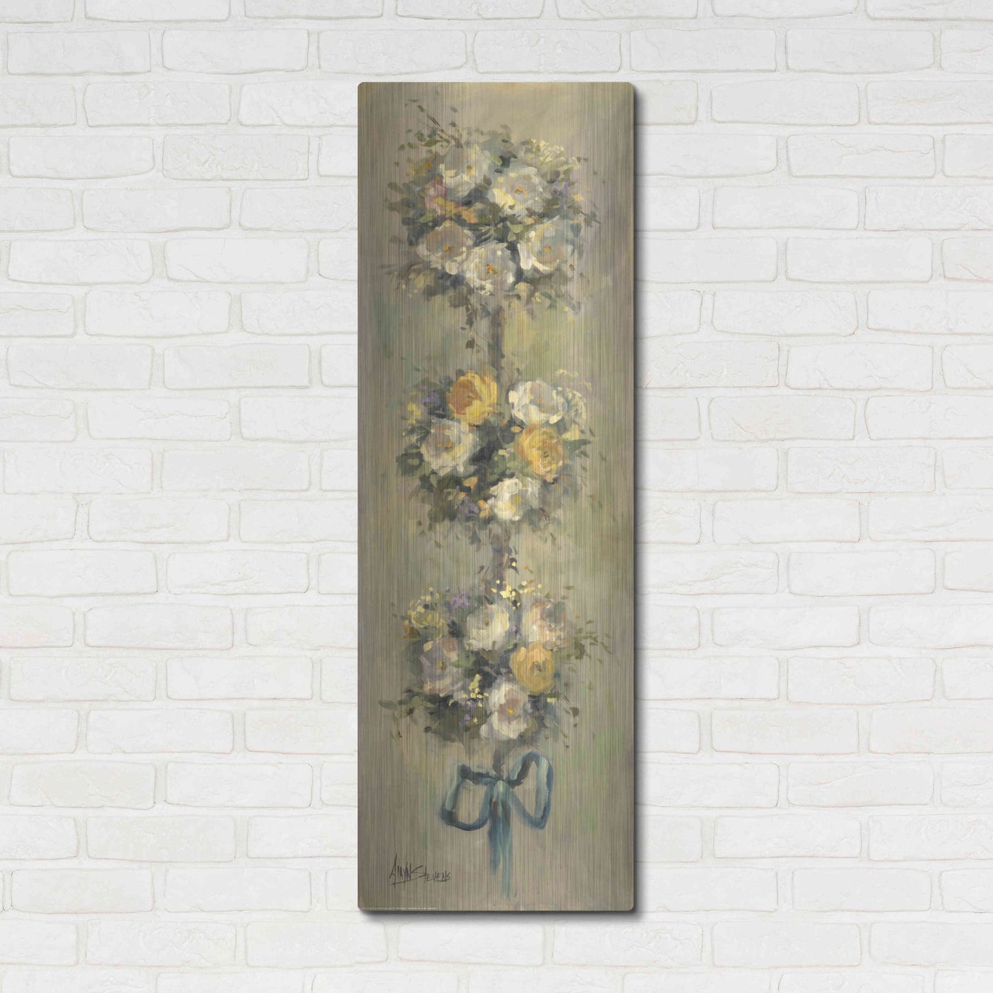 Luxe Metal Art 'Topiary Bouquet 1' by Allayn Stevens, Metal Wall Art,16x48