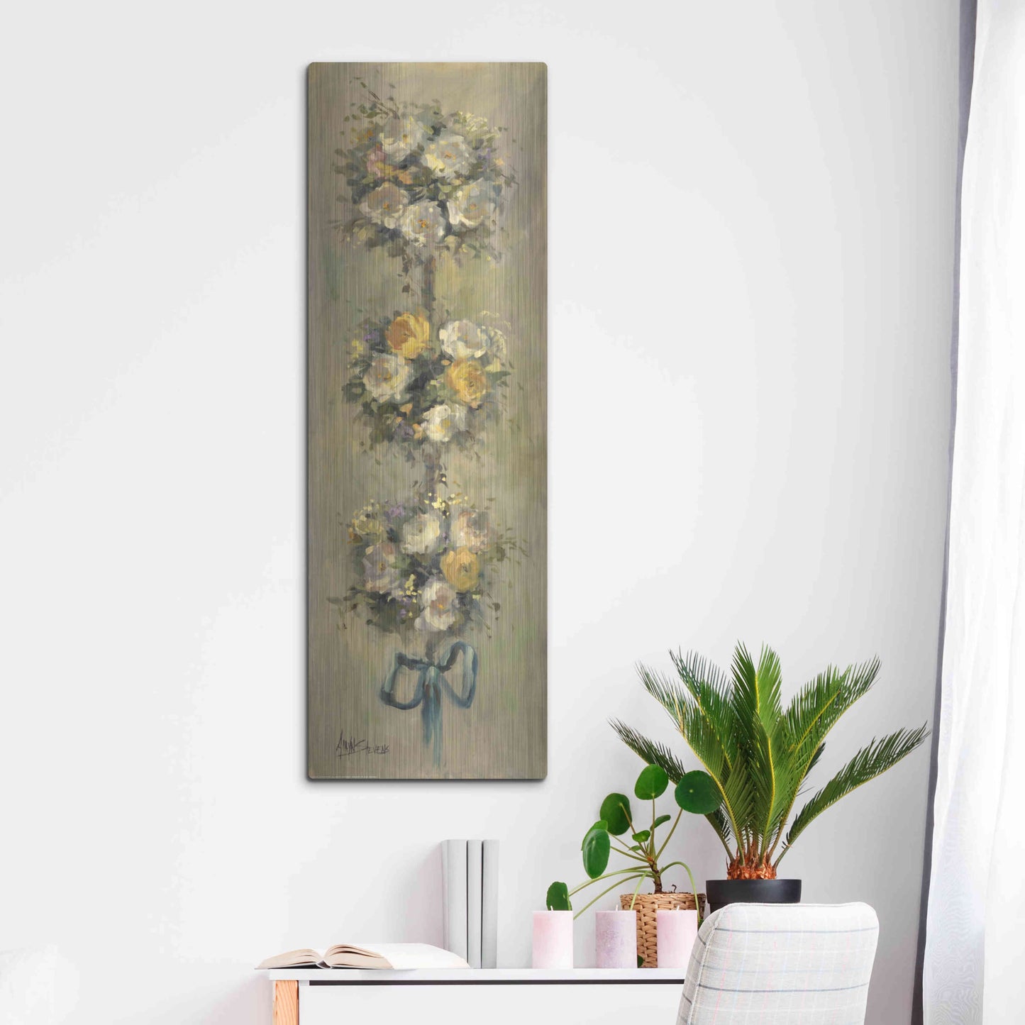 Luxe Metal Art 'Topiary Bouquet 1' by Allayn Stevens, Metal Wall Art,16x48