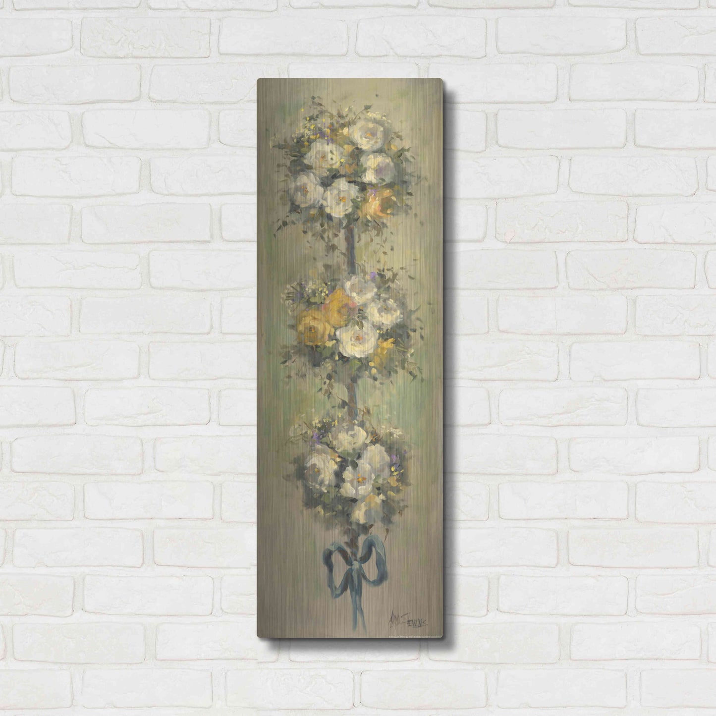 Luxe Metal Art 'Topiary Bouquet 2' by Allayn Stevens, Metal Wall Art,12x36