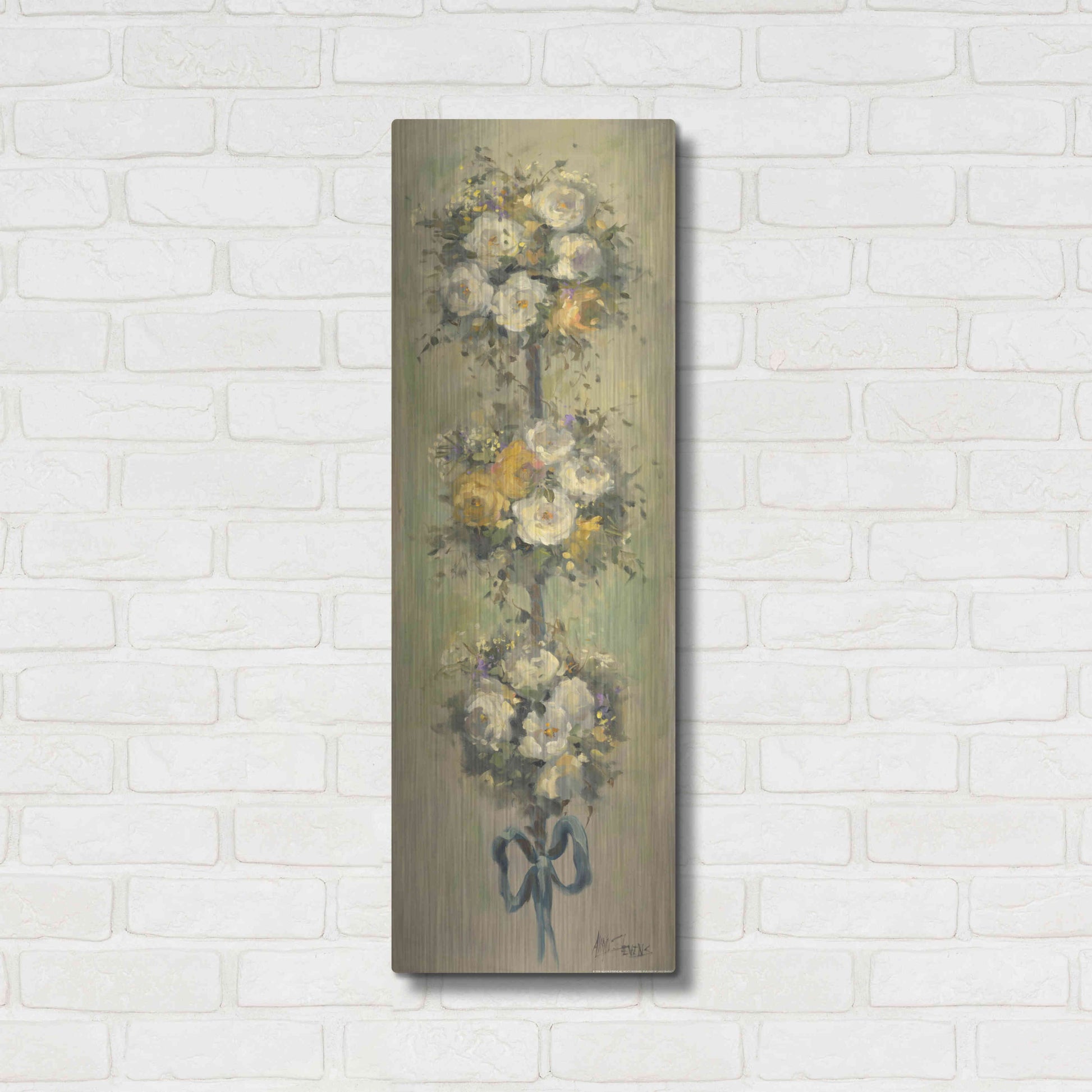 Luxe Metal Art 'Topiary Bouquet 2' by Allayn Stevens, Metal Wall Art,12x36
