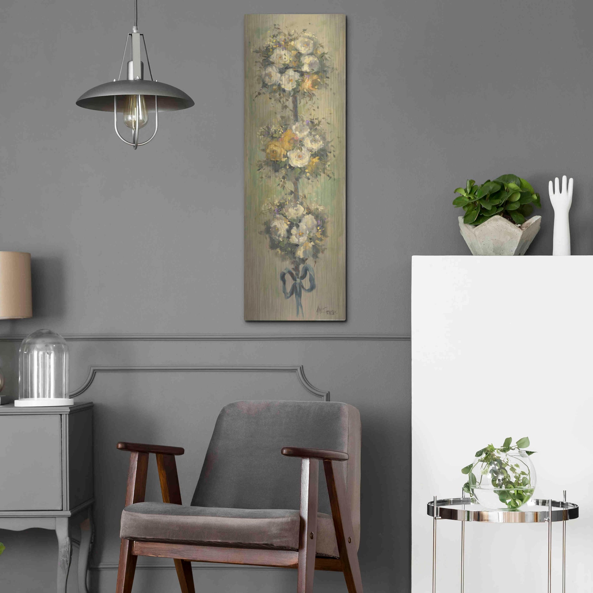 Luxe Metal Art 'Topiary Bouquet 2' by Allayn Stevens, Metal Wall Art,12x36
