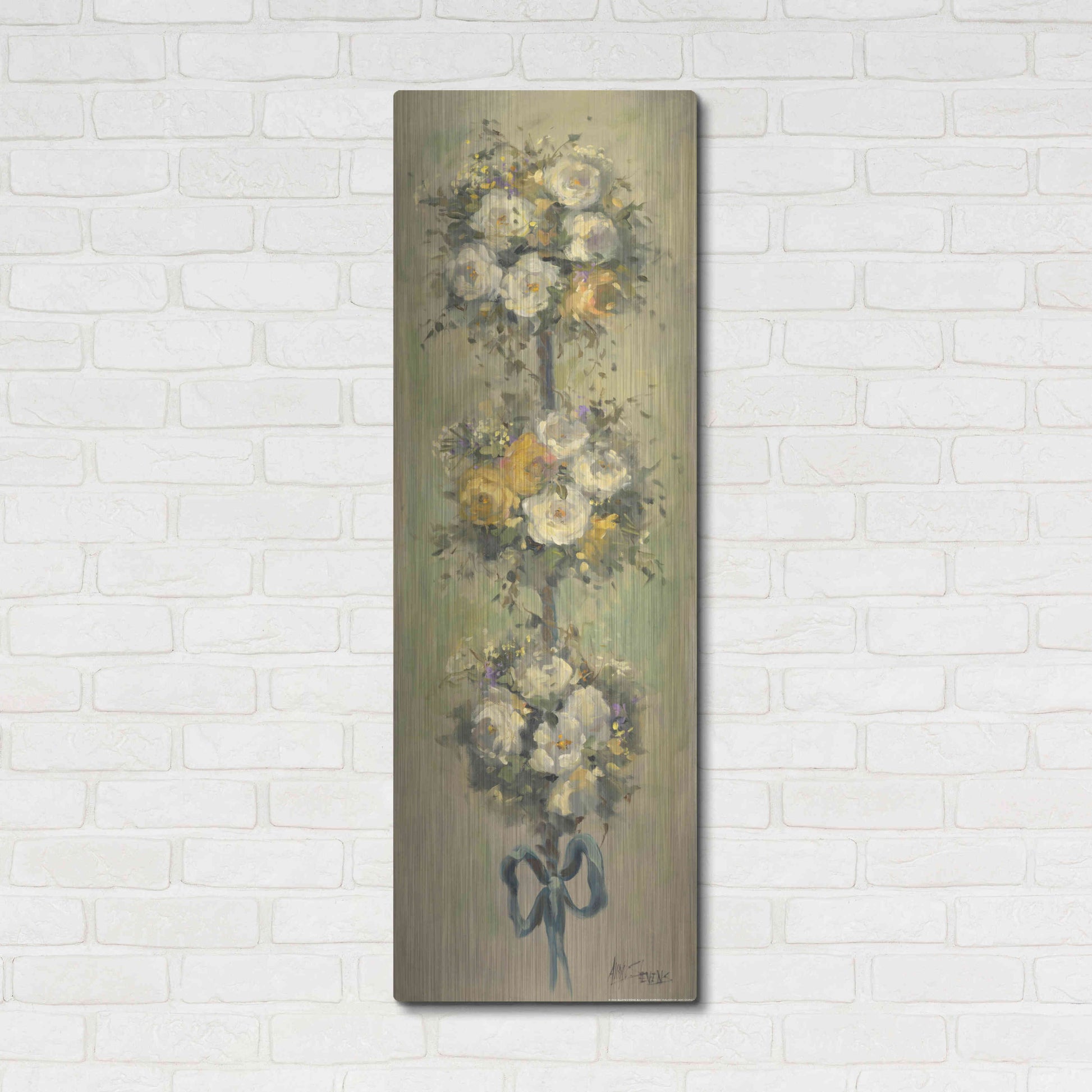 Luxe Metal Art 'Topiary Bouquet 2' by Allayn Stevens, Metal Wall Art,16x48