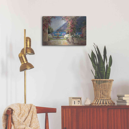 Luxe Metal Art 'Seaside Fountain' by Allayn Stevens, Metal Wall Art,24x16