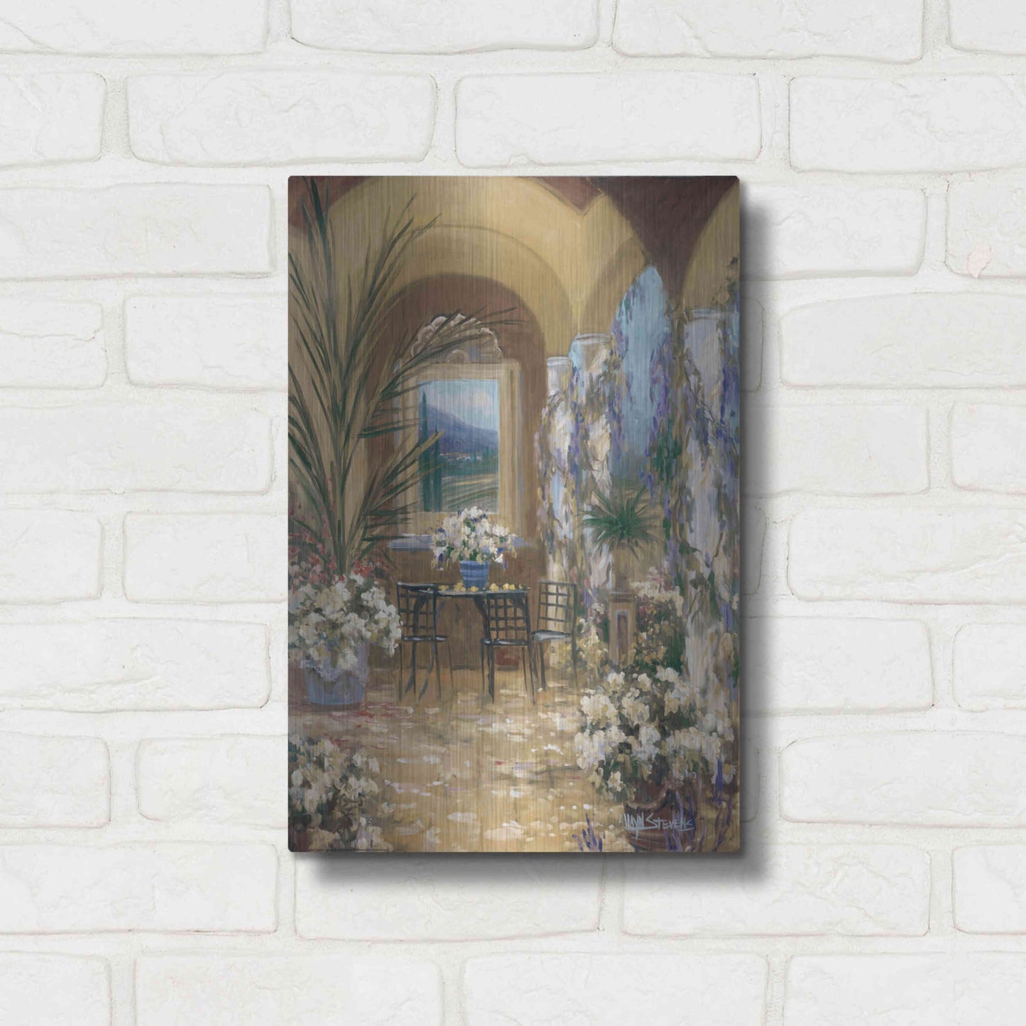 Luxe Metal Art 'The Veranda 1' by Allayn Stevens, Metal Wall Art,12x16