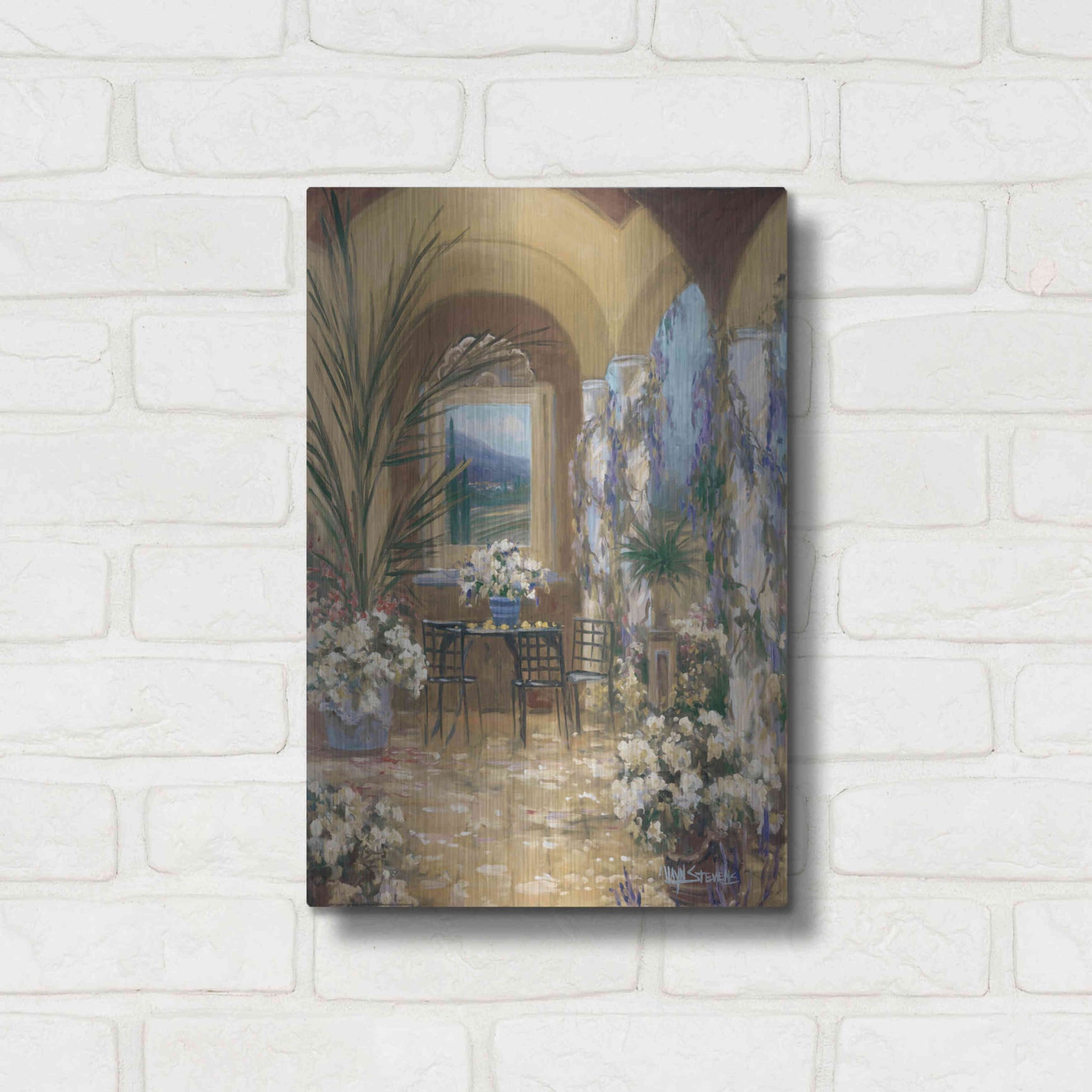 Luxe Metal Art 'The Veranda 1' by Allayn Stevens, Metal Wall Art,12x16