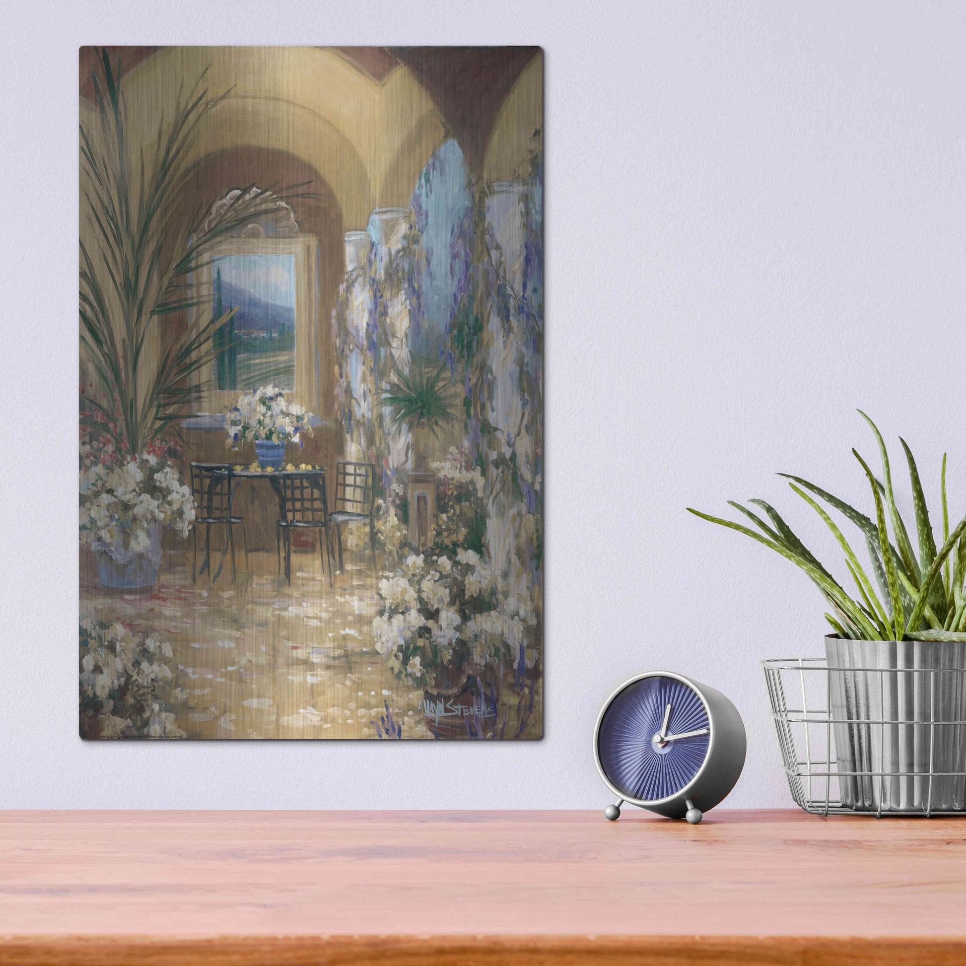 Luxe Metal Art 'The Veranda 1' by Allayn Stevens, Metal Wall Art,12x16