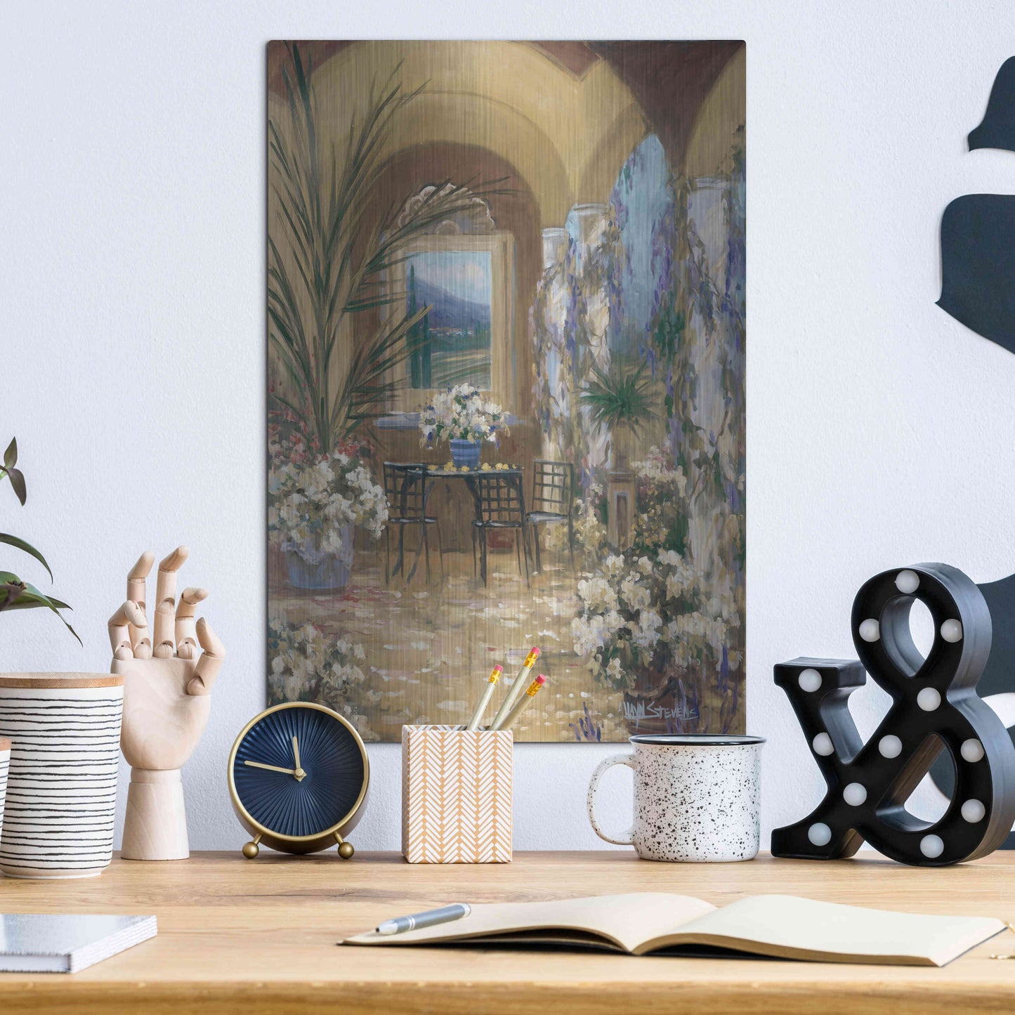 Luxe Metal Art 'The Veranda 1' by Allayn Stevens, Metal Wall Art,12x16