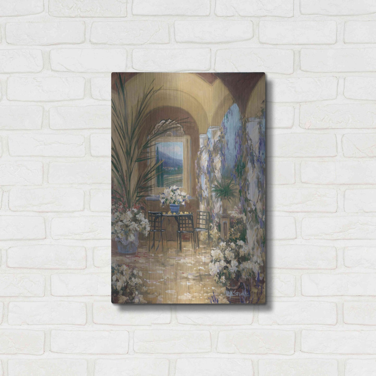 Luxe Metal Art 'The Veranda 1' by Allayn Stevens, Metal Wall Art,16x24