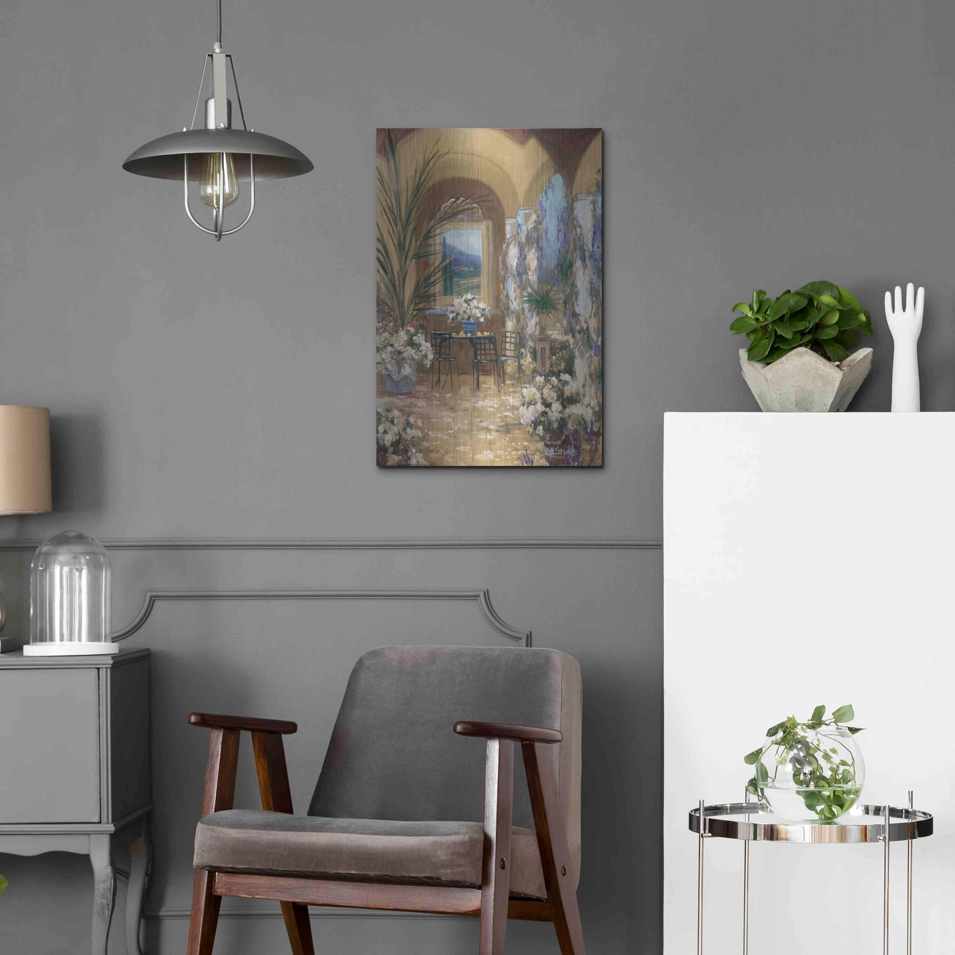 Luxe Metal Art 'The Veranda 1' by Allayn Stevens, Metal Wall Art,16x24