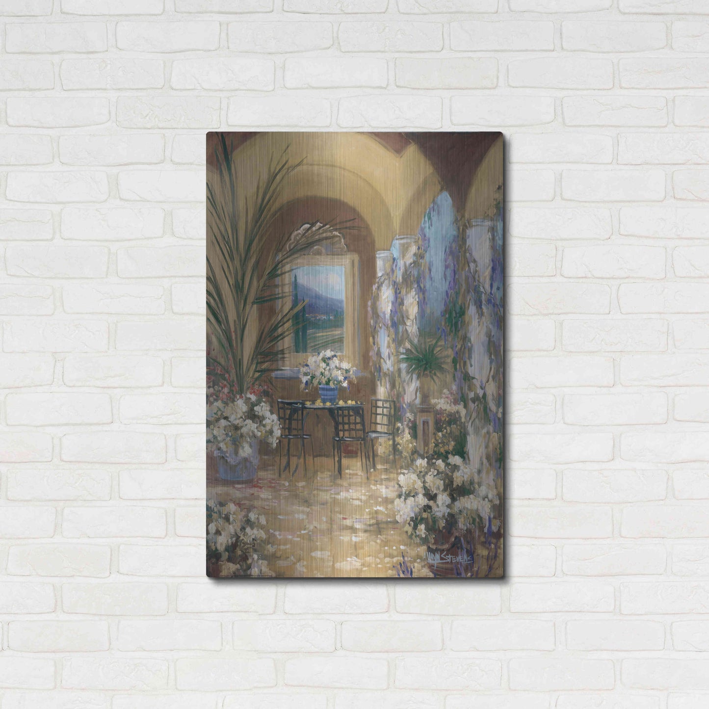 Luxe Metal Art 'The Veranda 1' by Allayn Stevens, Metal Wall Art,24x36