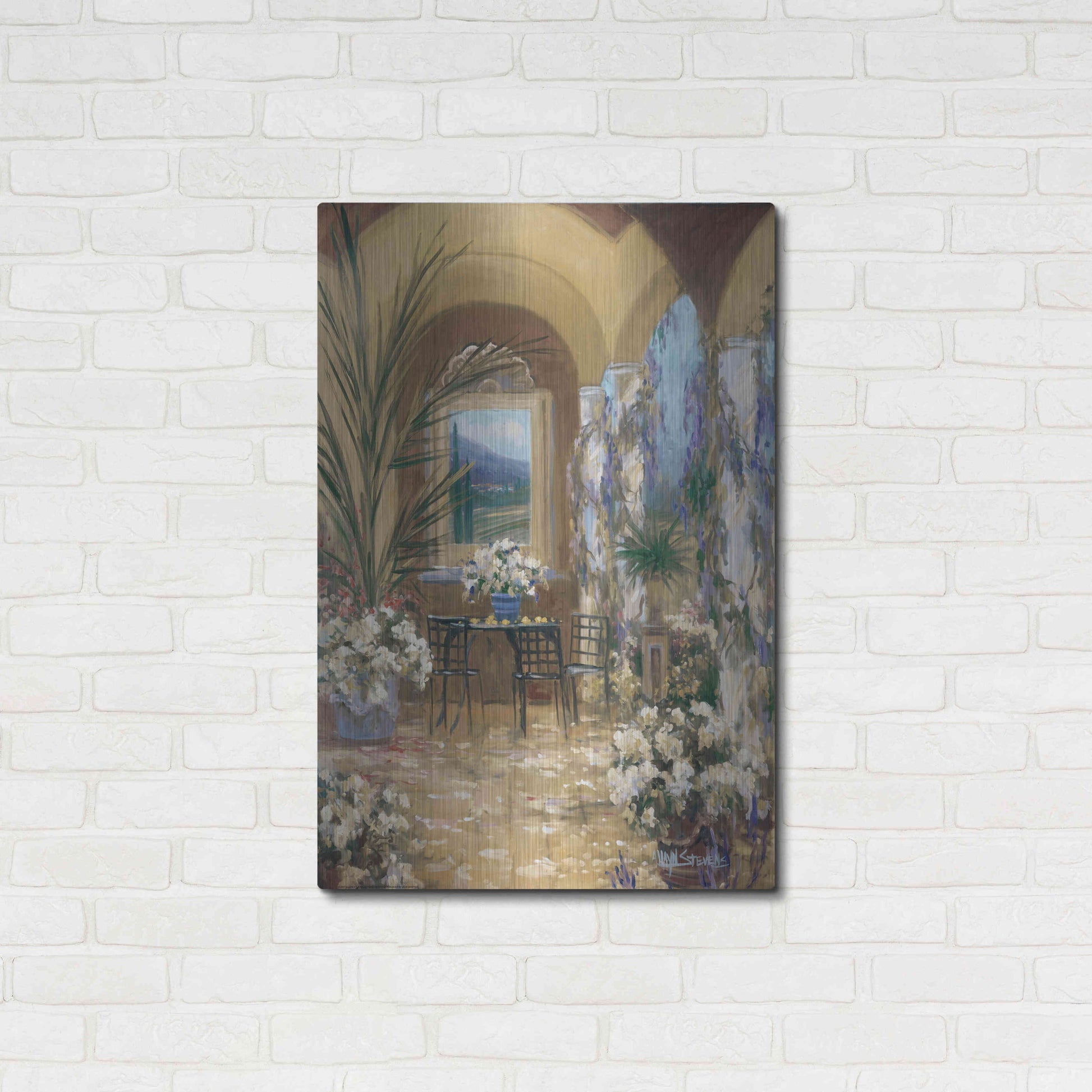 Luxe Metal Art 'The Veranda 1' by Allayn Stevens, Metal Wall Art,24x36