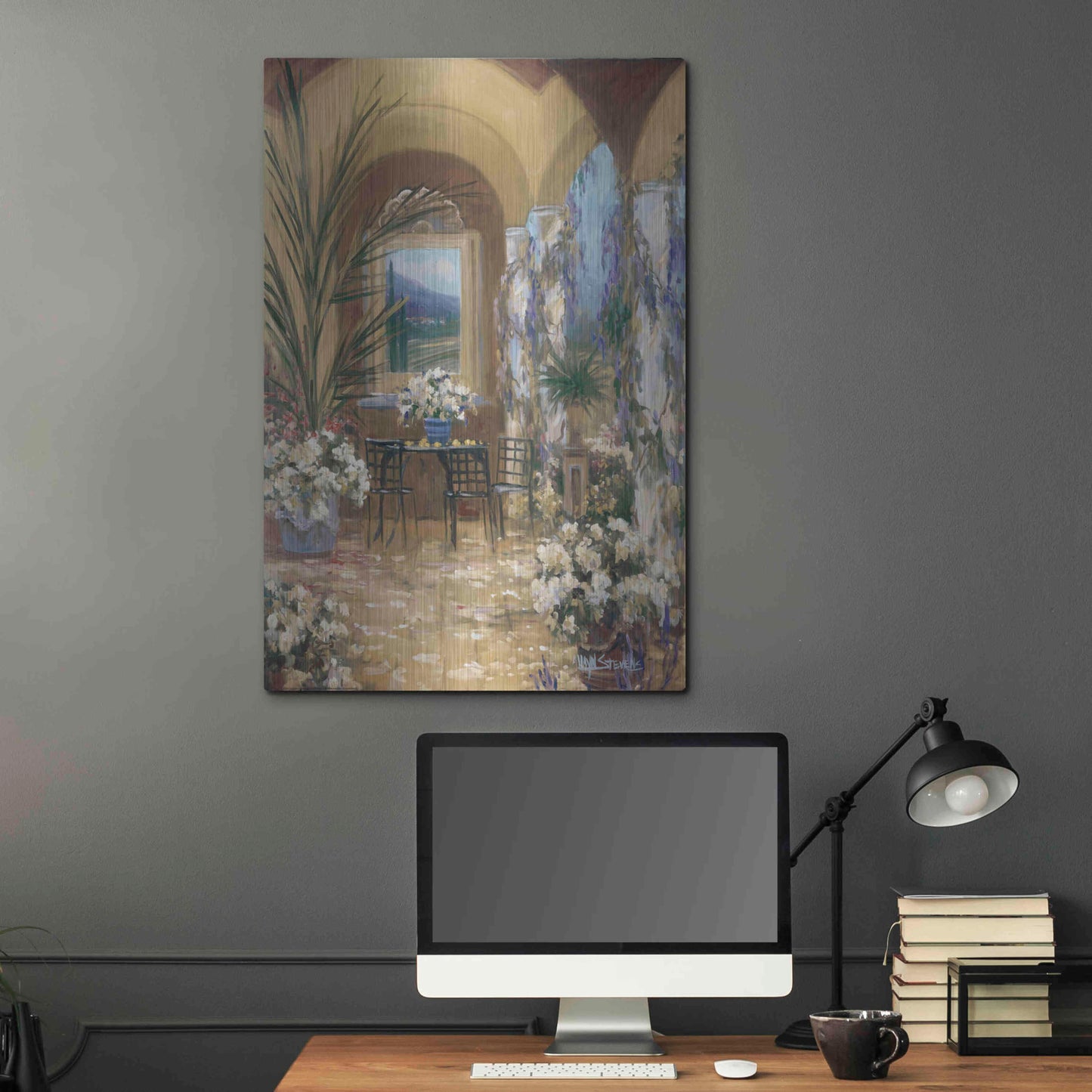 Luxe Metal Art 'The Veranda 1' by Allayn Stevens, Metal Wall Art,24x36