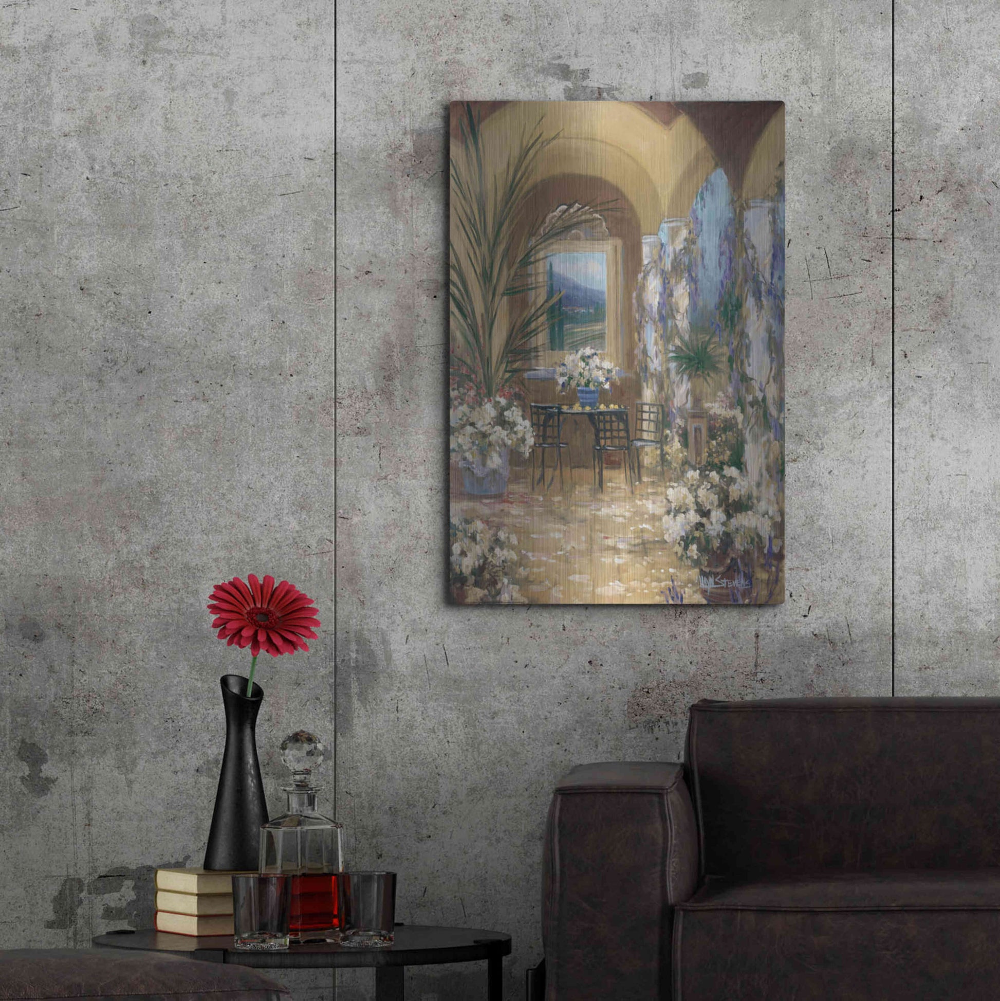 Luxe Metal Art 'The Veranda 1' by Allayn Stevens, Metal Wall Art,24x36