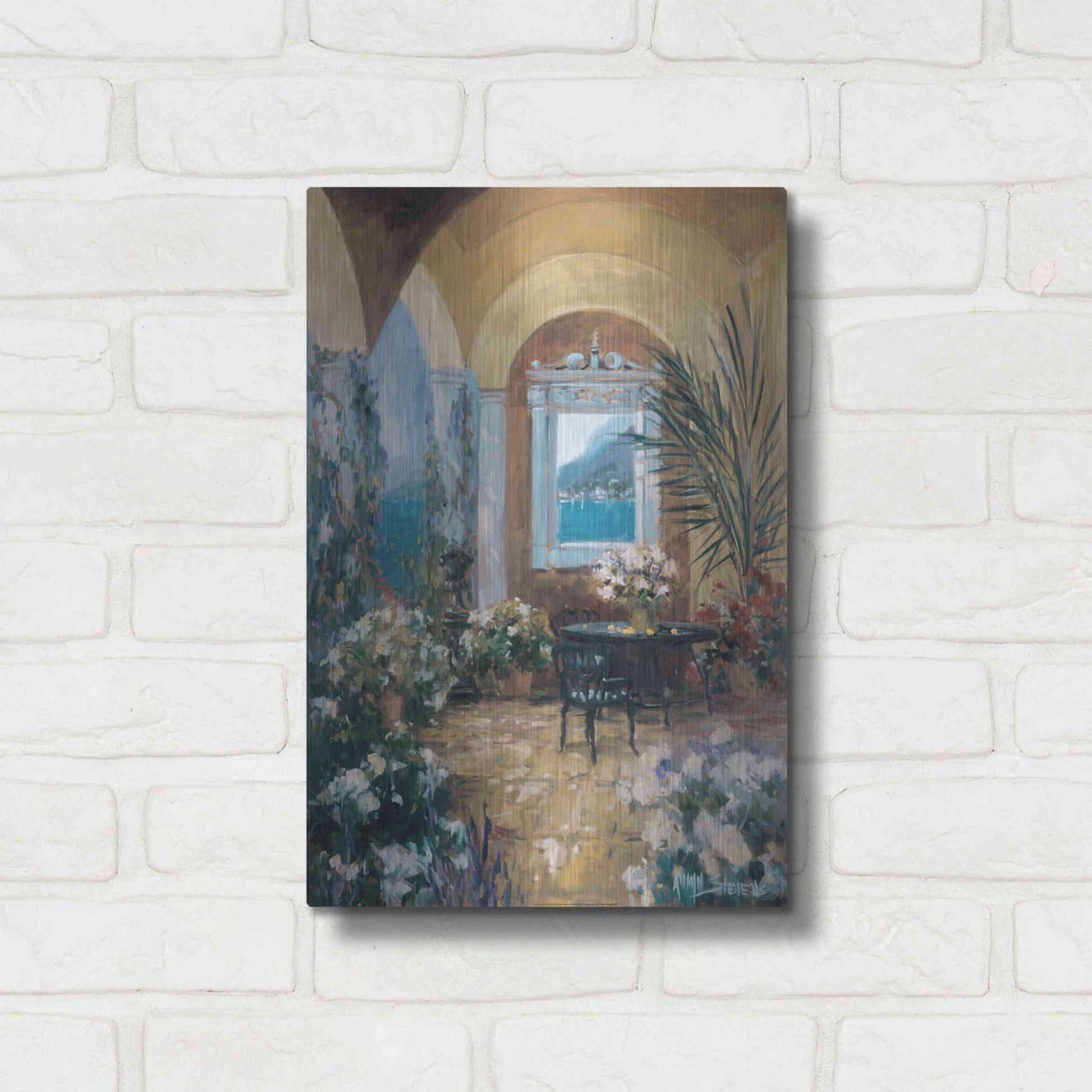 Luxe Metal Art 'The Veranda 2' by Allayn Stevens, Metal Wall Art,12x16