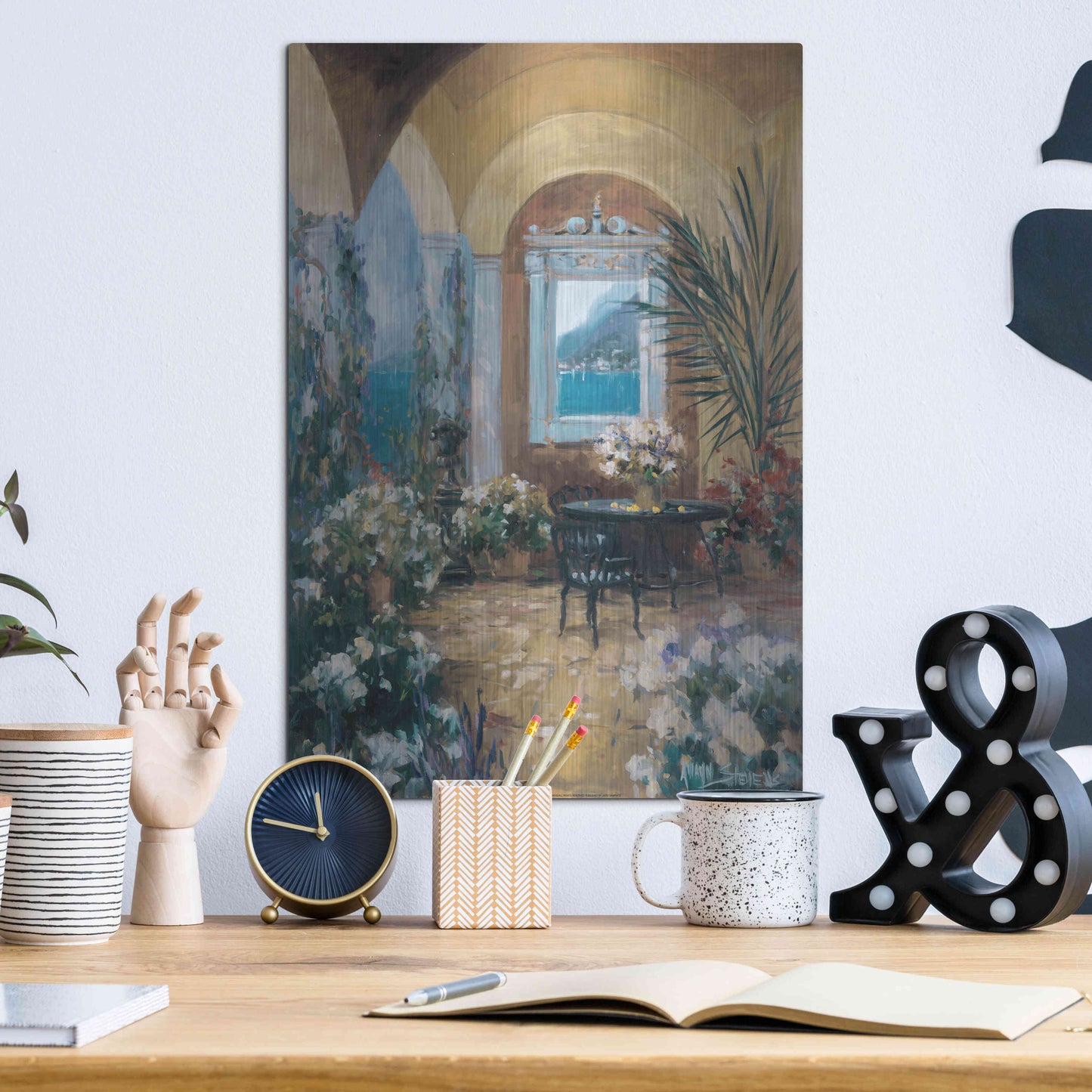 Luxe Metal Art 'The Veranda 2' by Allayn Stevens, Metal Wall Art,12x16