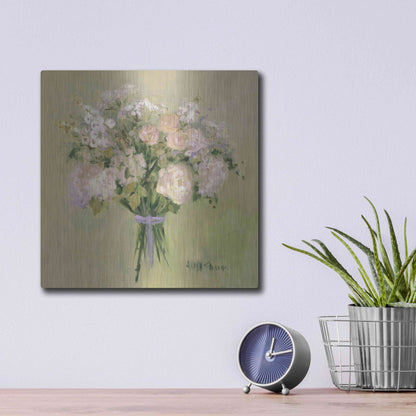 Luxe Metal Art 'Rose Bouquet 1' by Allayn Stevens, Metal Wall Art,12x12