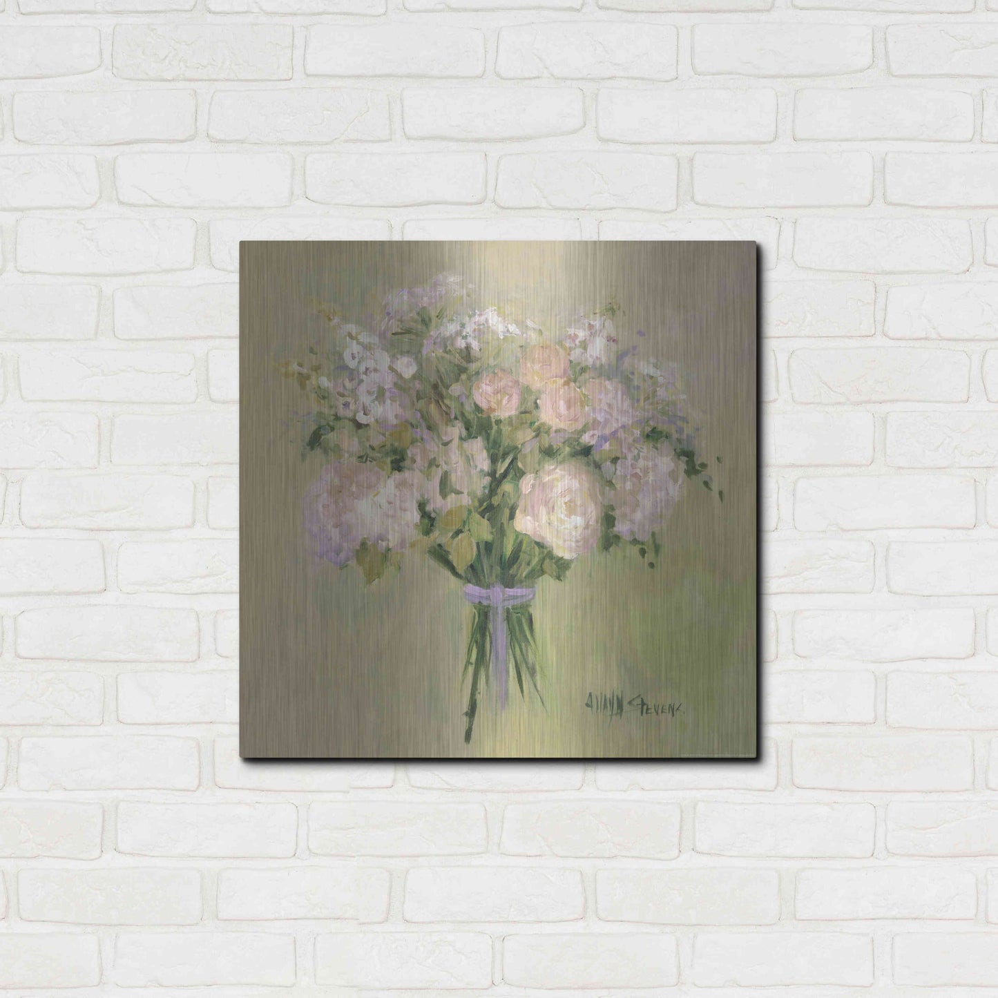 Luxe Metal Art 'Rose Bouquet 1' by Allayn Stevens, Metal Wall Art,24x24