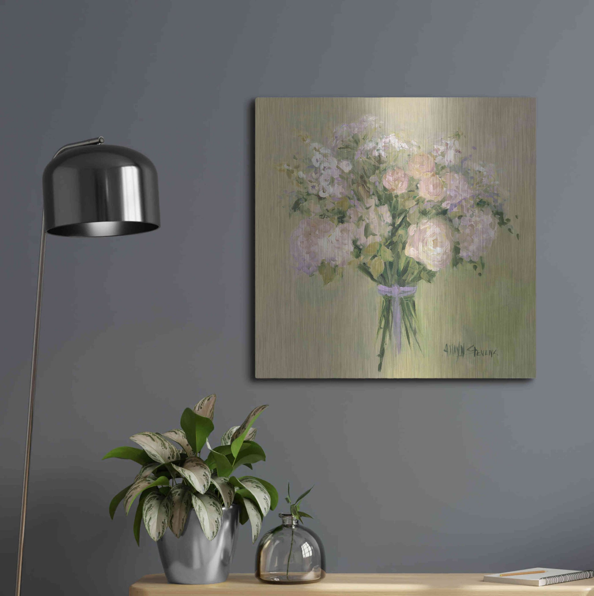 Luxe Metal Art 'Rose Bouquet 1' by Allayn Stevens, Metal Wall Art,24x24