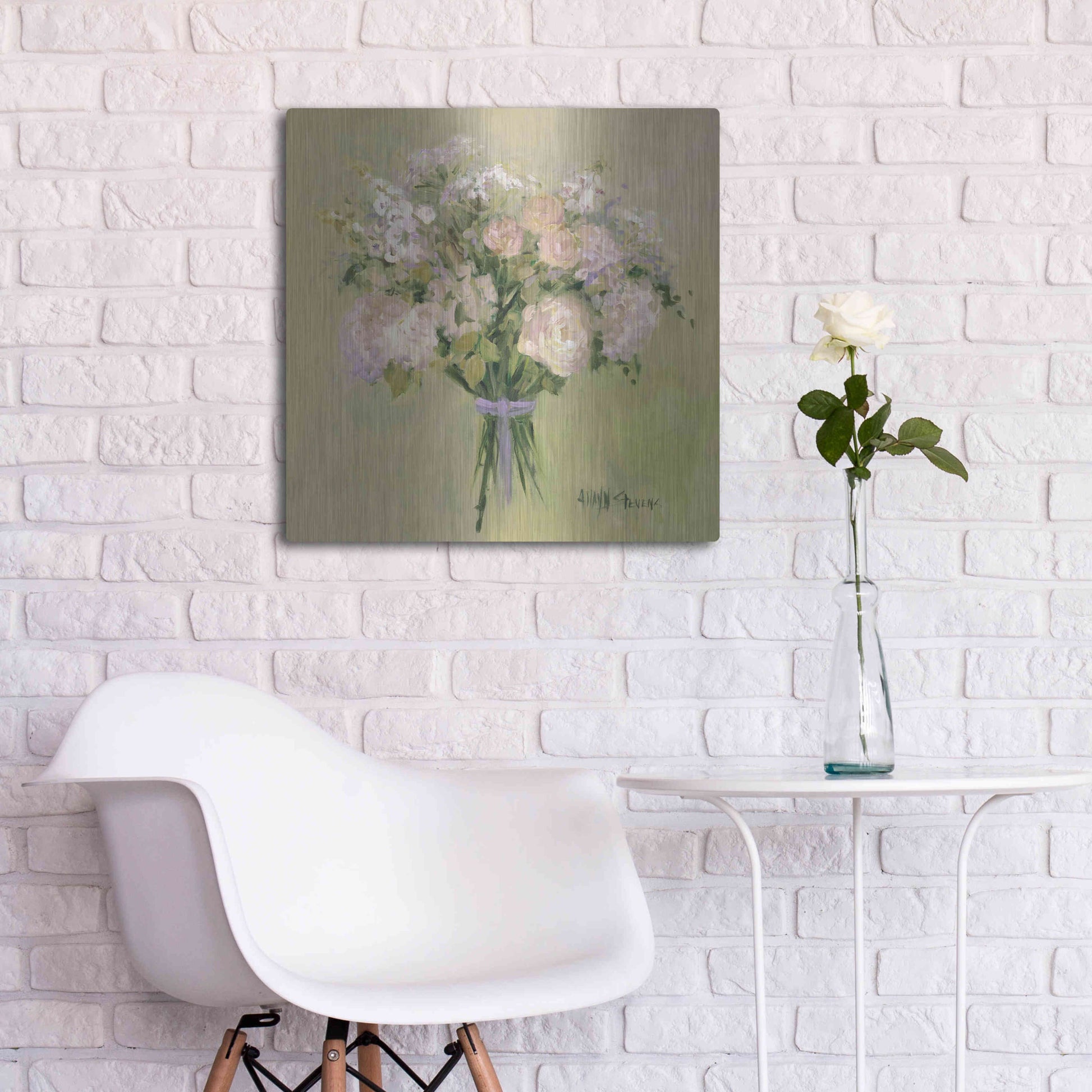 Luxe Metal Art 'Rose Bouquet 1' by Allayn Stevens, Metal Wall Art,24x24