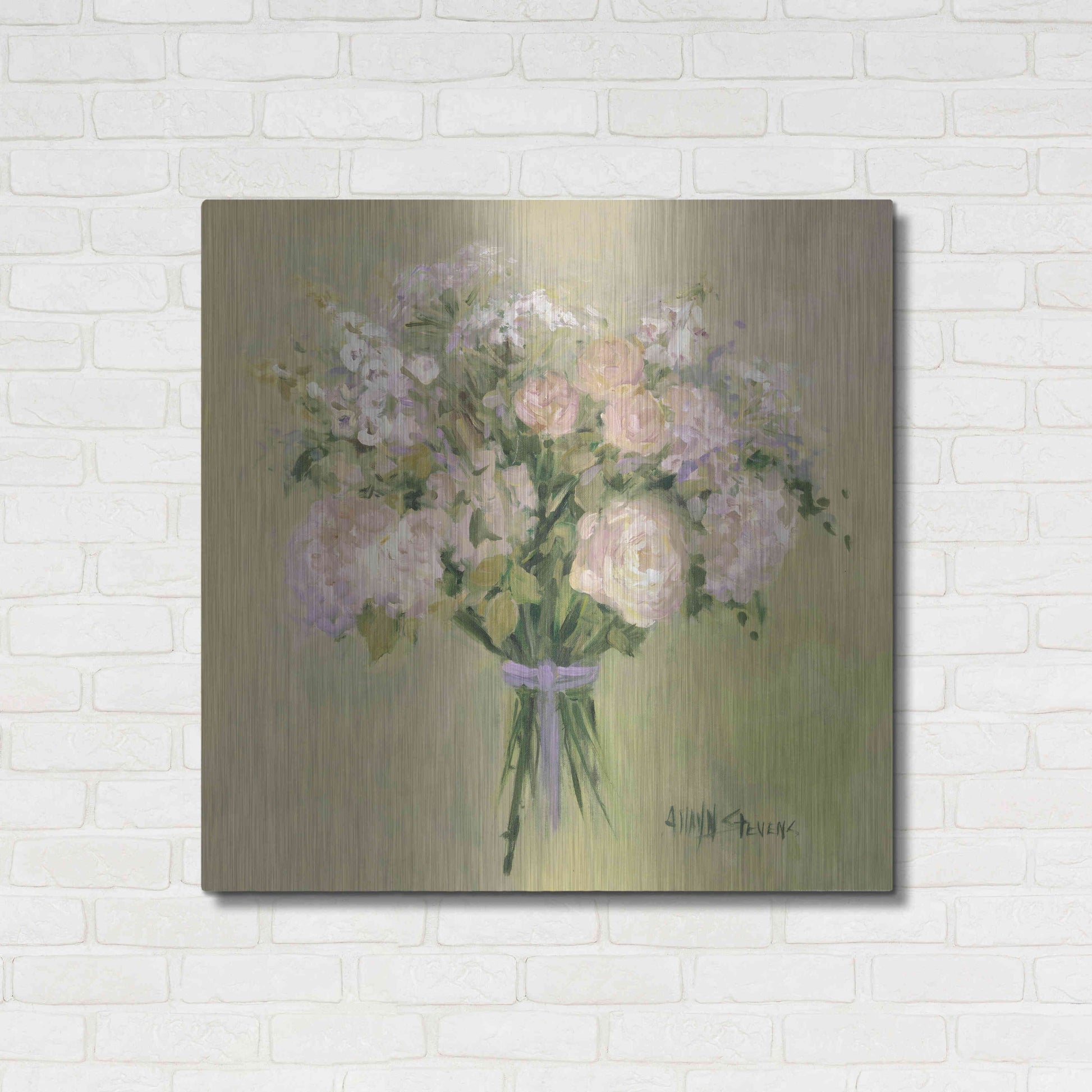 Luxe Metal Art 'Rose Bouquet 1' by Allayn Stevens, Metal Wall Art,36x36