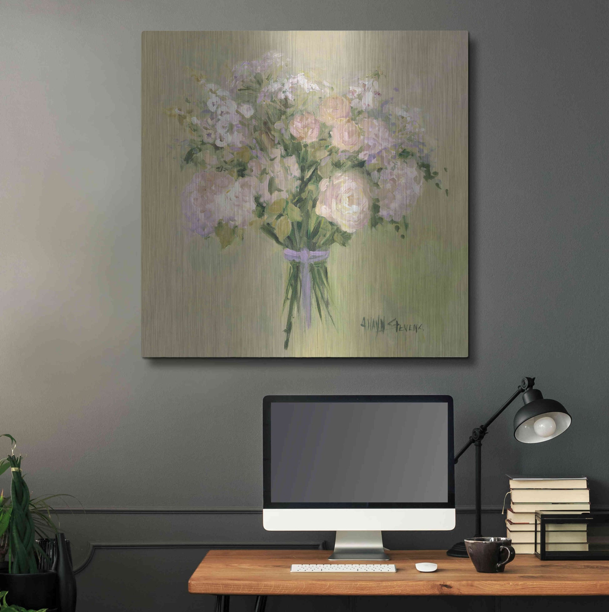Luxe Metal Art 'Rose Bouquet 1' by Allayn Stevens, Metal Wall Art,36x36