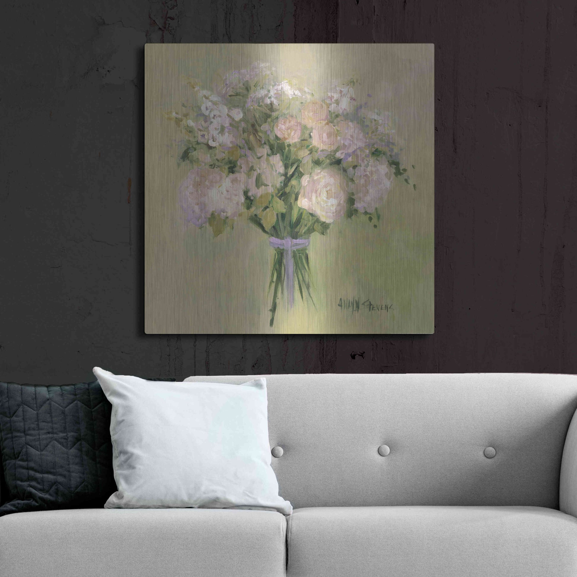 Luxe Metal Art 'Rose Bouquet 1' by Allayn Stevens, Metal Wall Art,36x36
