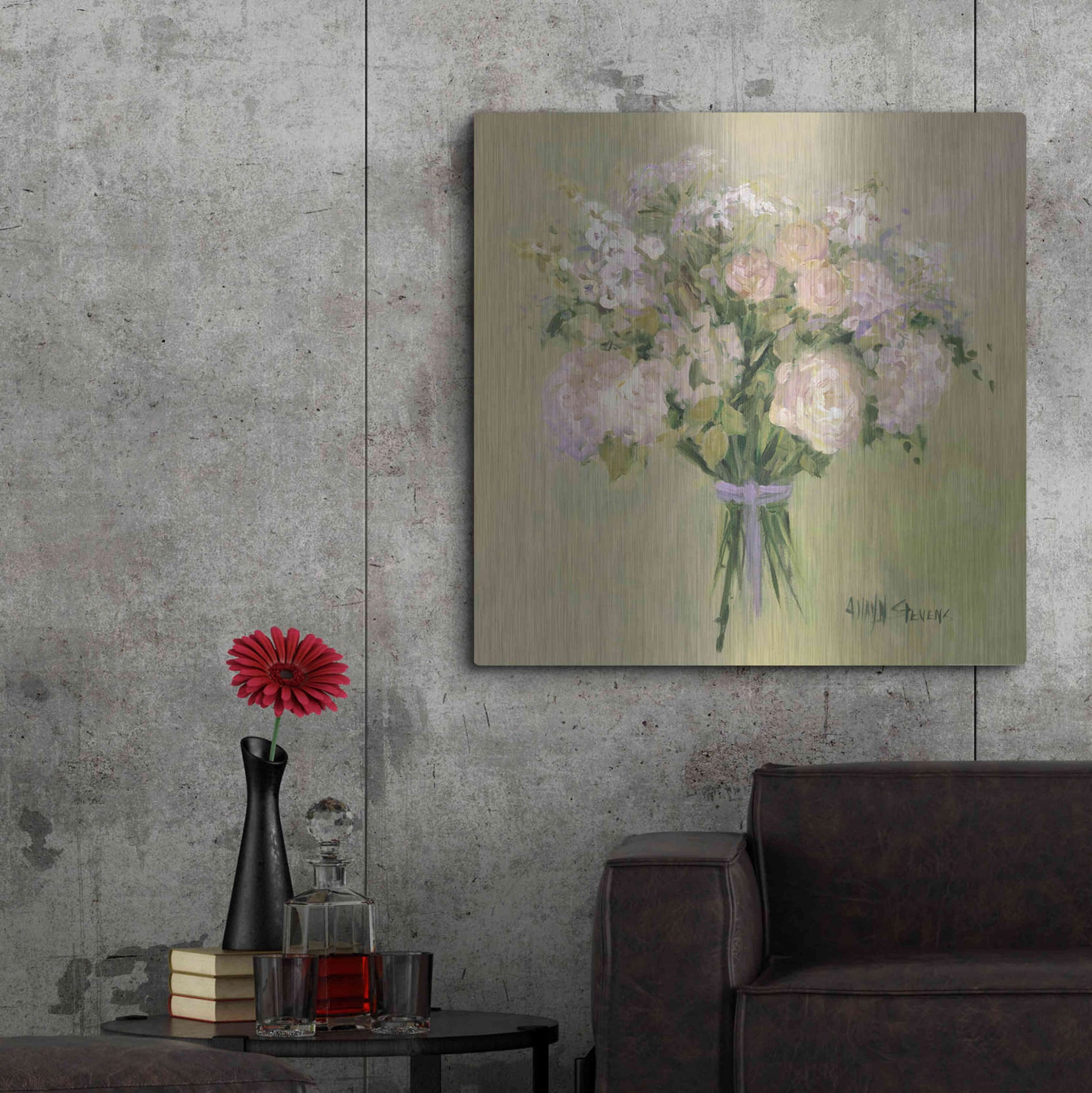 Luxe Metal Art 'Rose Bouquet 1' by Allayn Stevens, Metal Wall Art,36x36