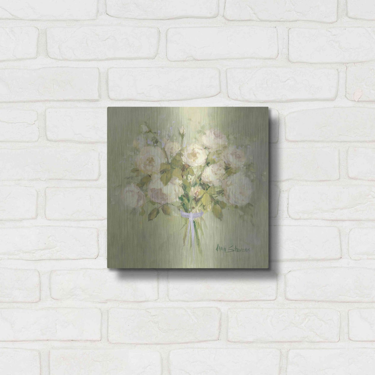 Luxe Metal Art 'Rose Bouquet 2' by Allayn Stevens, Metal Wall Art,12x12