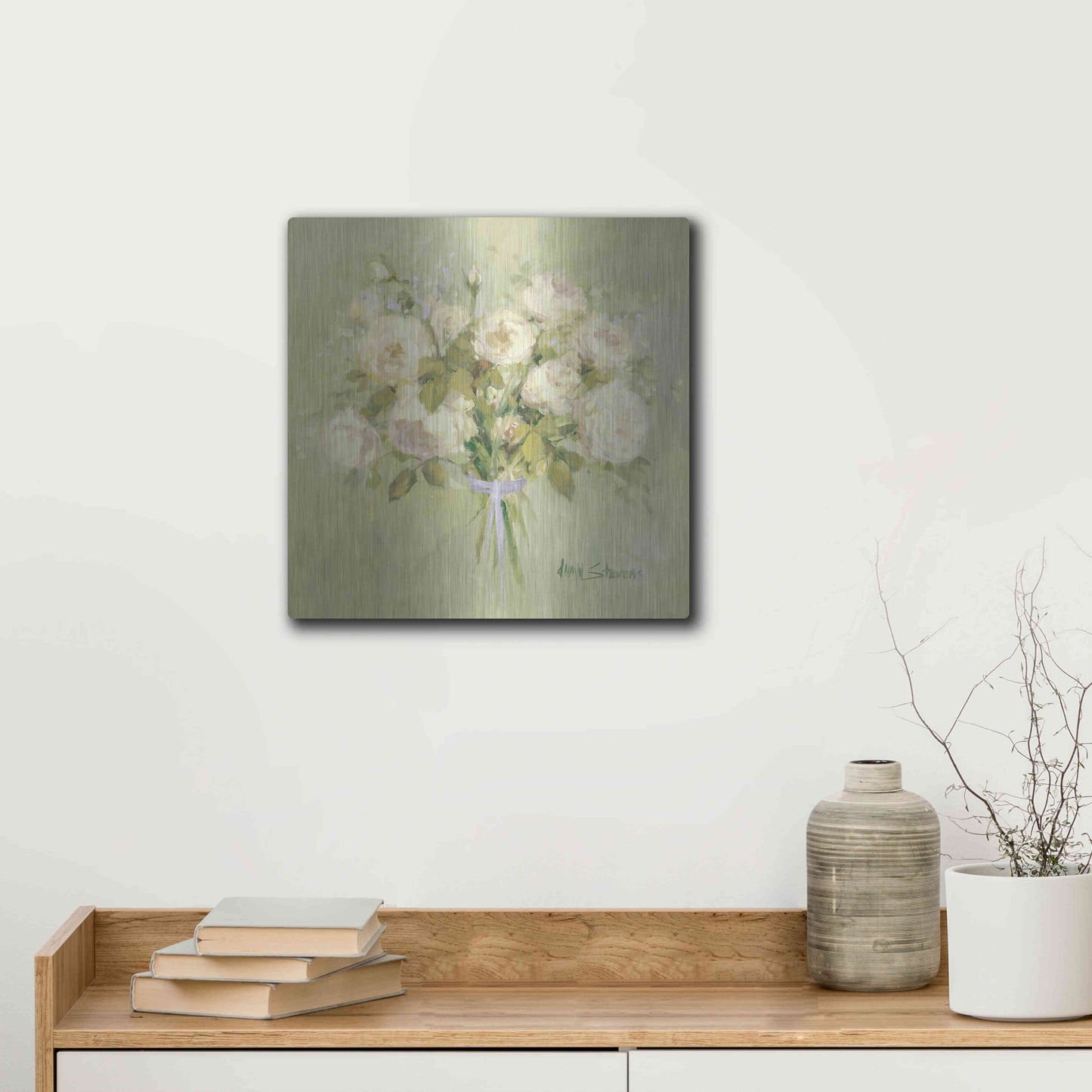 Luxe Metal Art 'Rose Bouquet 2' by Allayn Stevens, Metal Wall Art,12x12