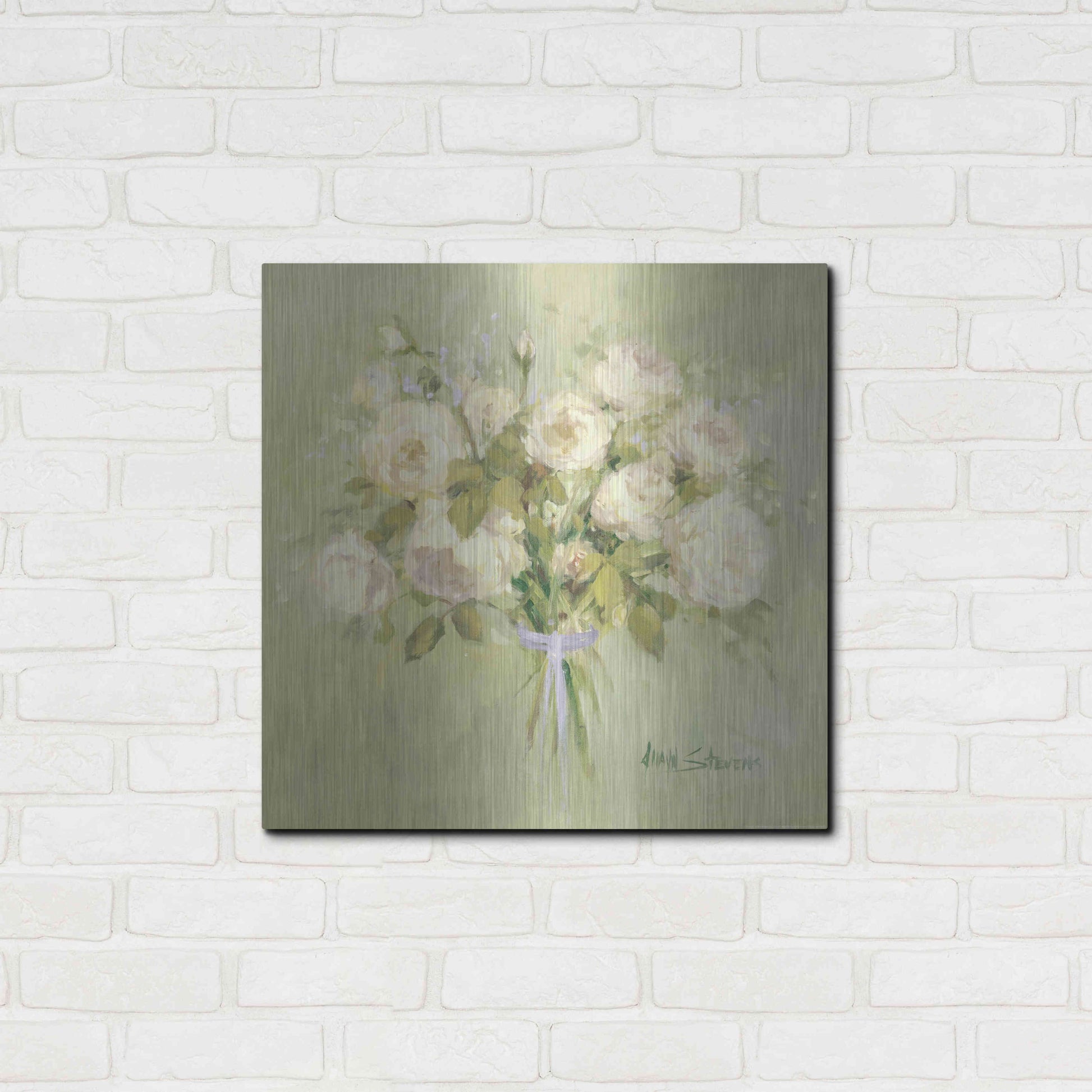 Luxe Metal Art 'Rose Bouquet 2' by Allayn Stevens, Metal Wall Art,24x24