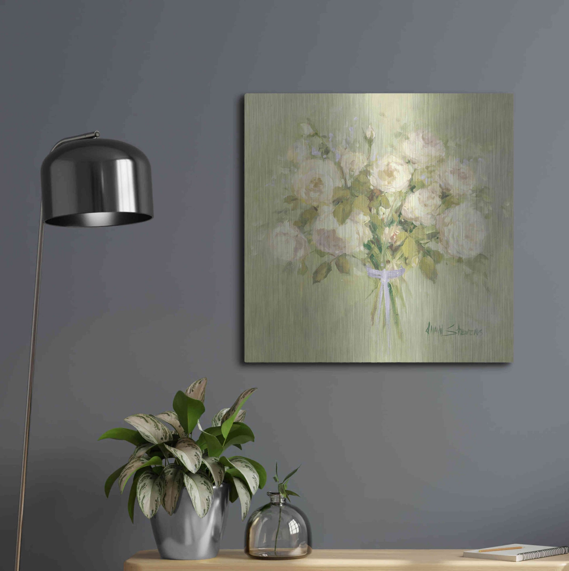 Luxe Metal Art 'Rose Bouquet 2' by Allayn Stevens, Metal Wall Art,24x24